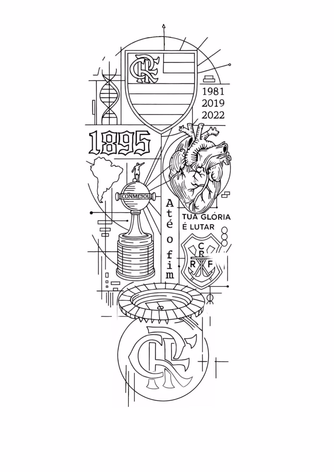 Flamengo e para colorir — desenho para imprimir