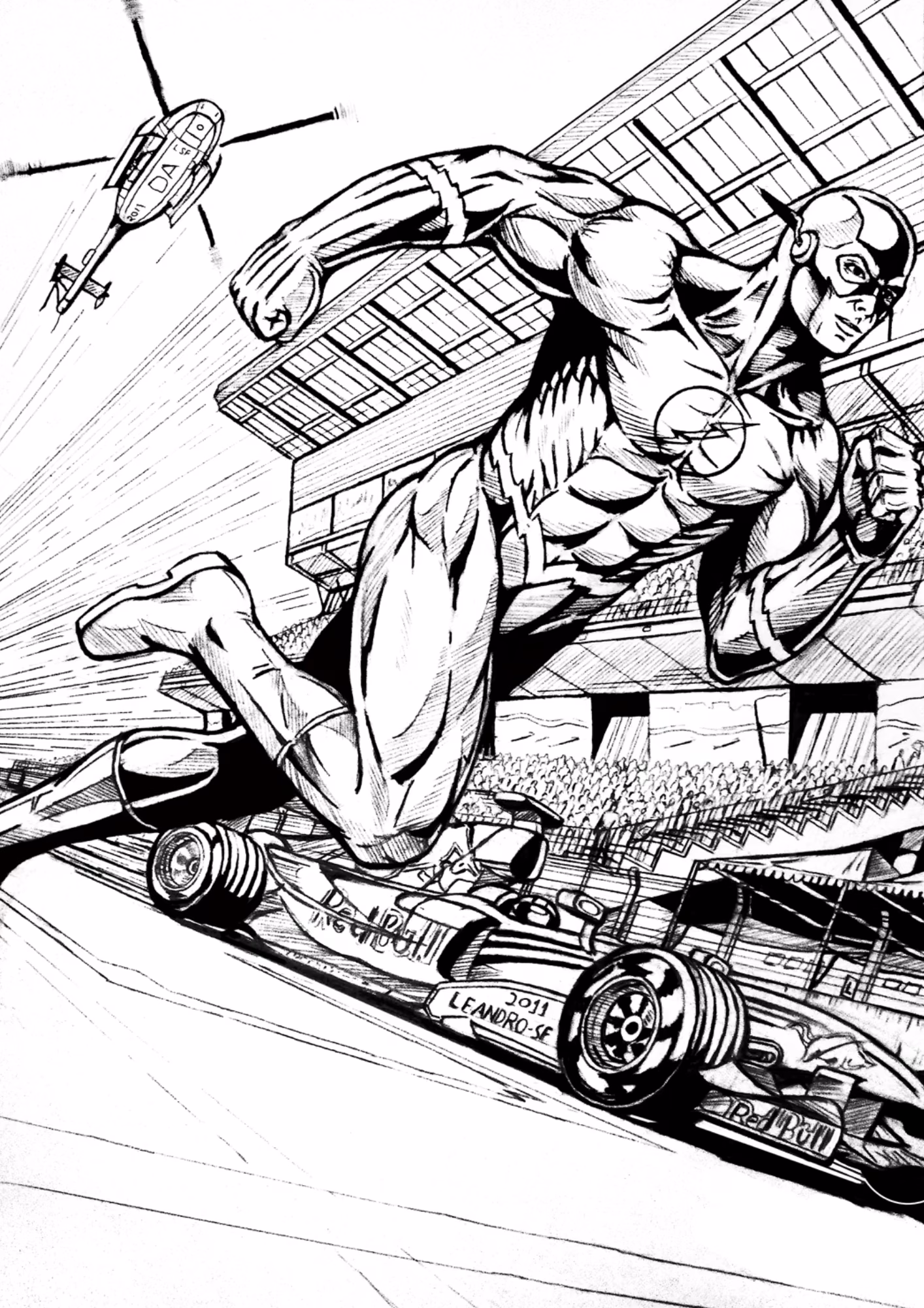 Flash e para colorir — desenho para imprimir