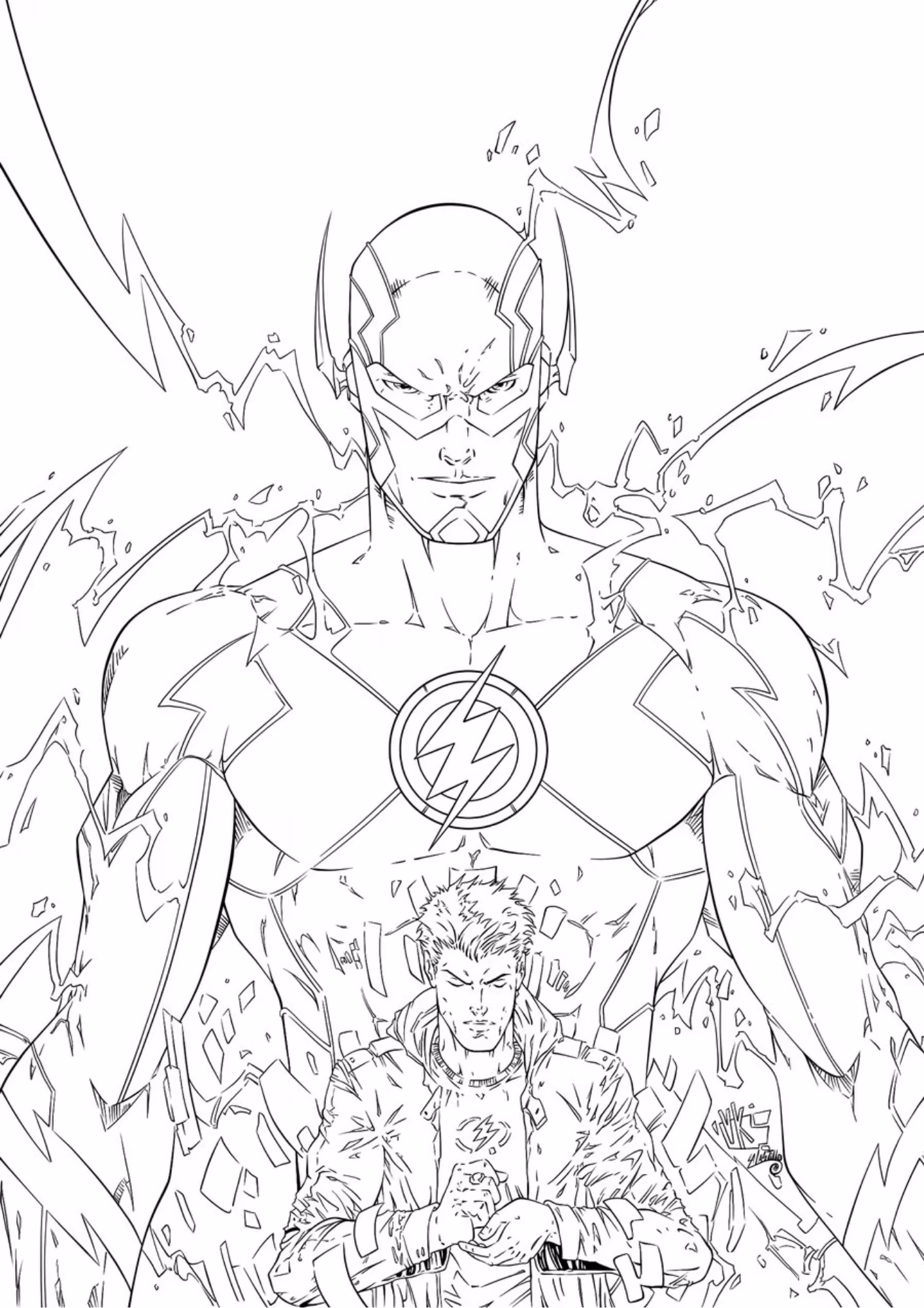 Flash e para colorir — desenho para imprimir