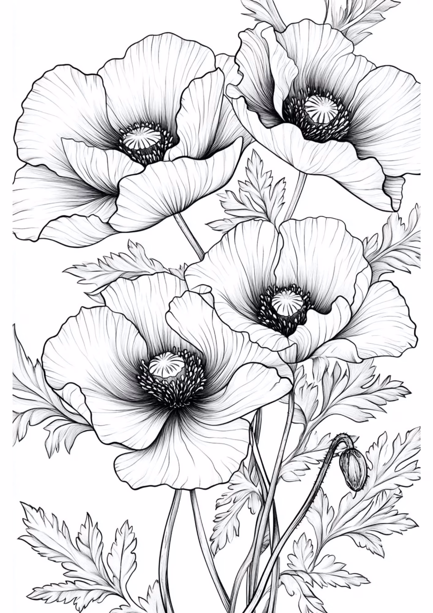 Flores e para colorir — desenho para imprimir