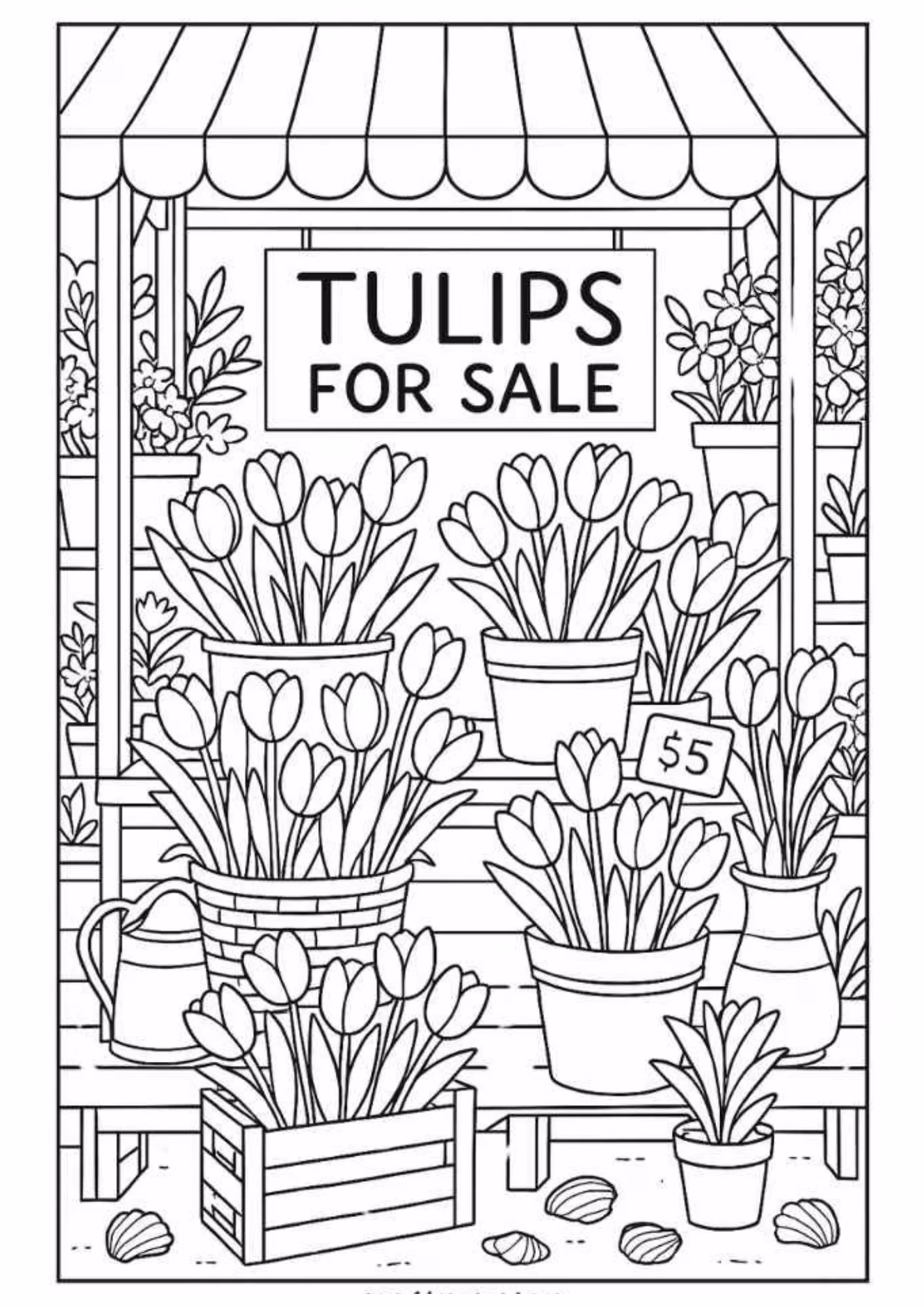 Flores e para colorir — desenho para imprimir
