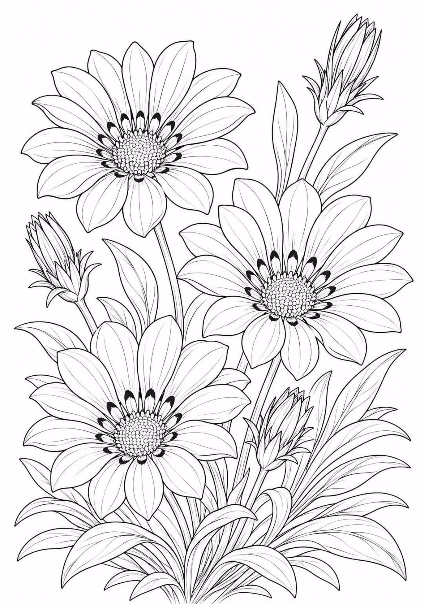 Flores e para colorir — desenho para imprimir