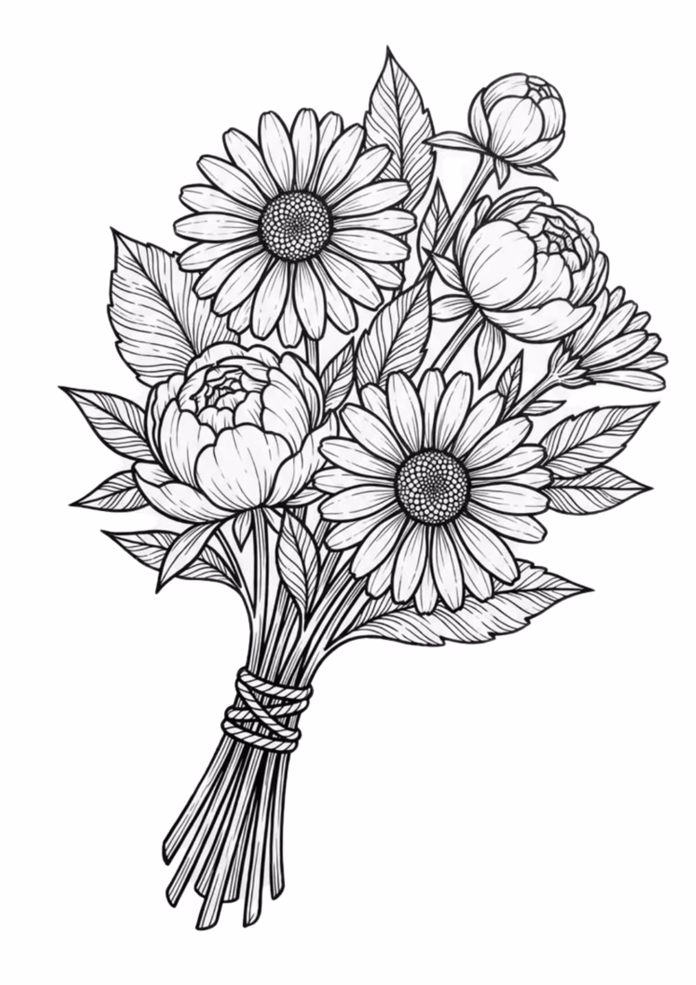 Flores e para colorir — desenho para imprimir