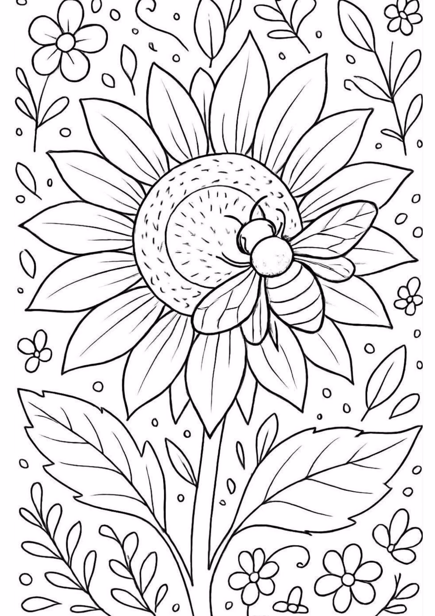 Flores e para colorir — desenho para imprimir