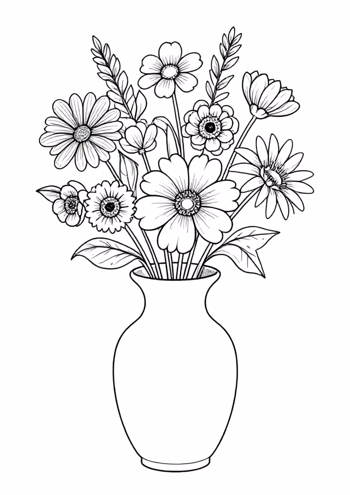 Flores e para colorir — desenho para imprimir