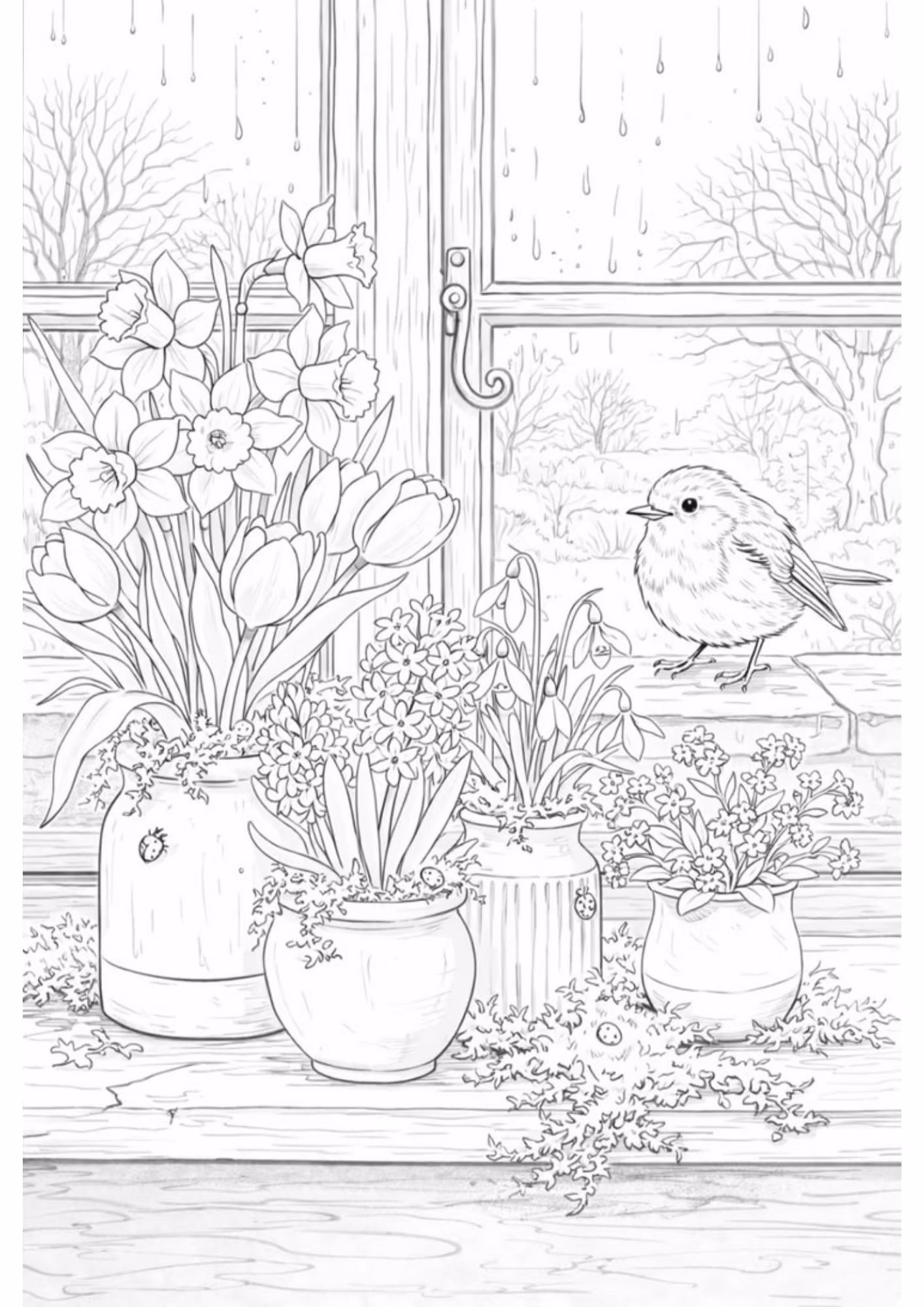 Flores e para colorir — desenho para imprimir