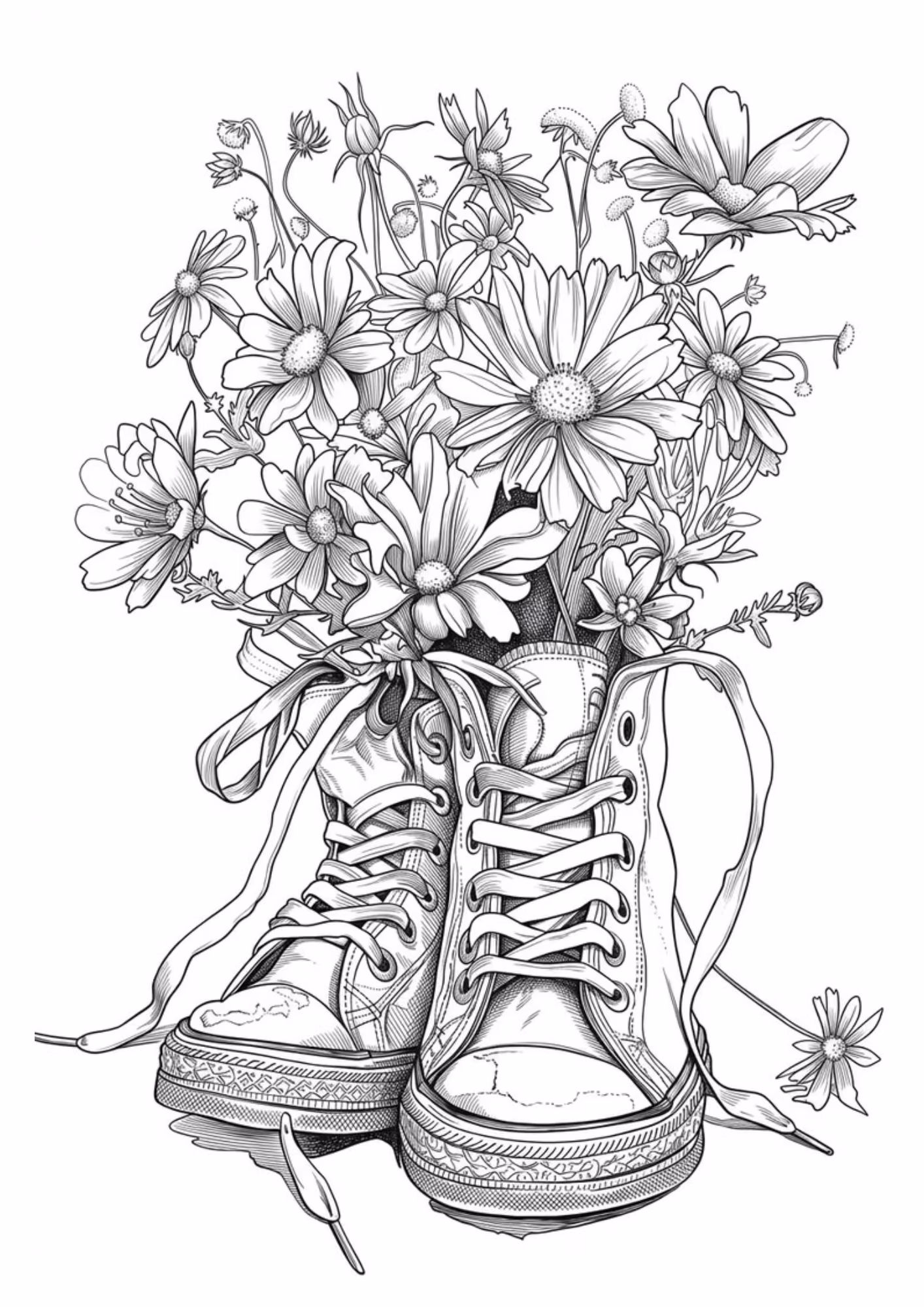 Flores e para colorir — desenho para imprimir