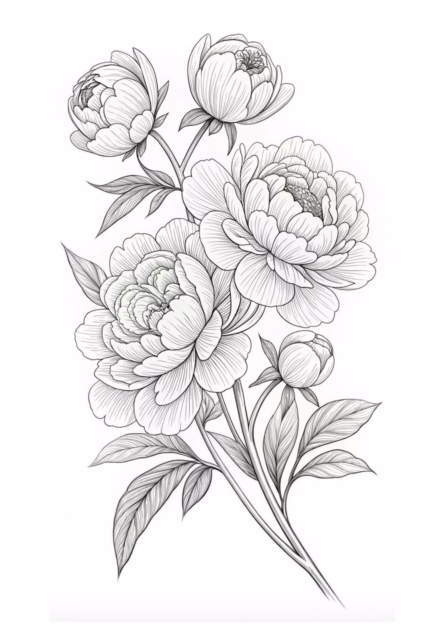 Flores e para colorir — desenho para imprimir