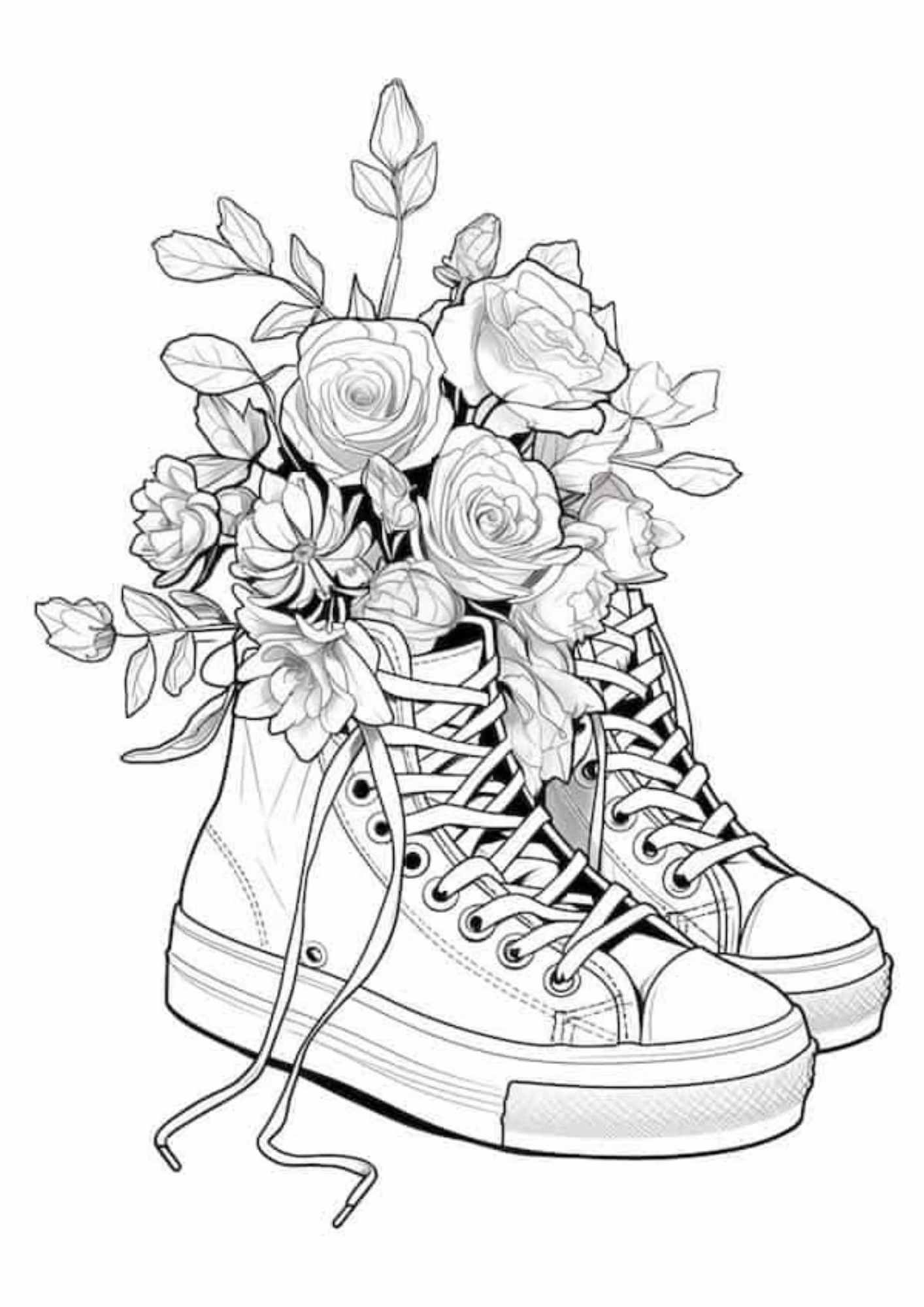 Flores e para colorir — desenho para imprimir