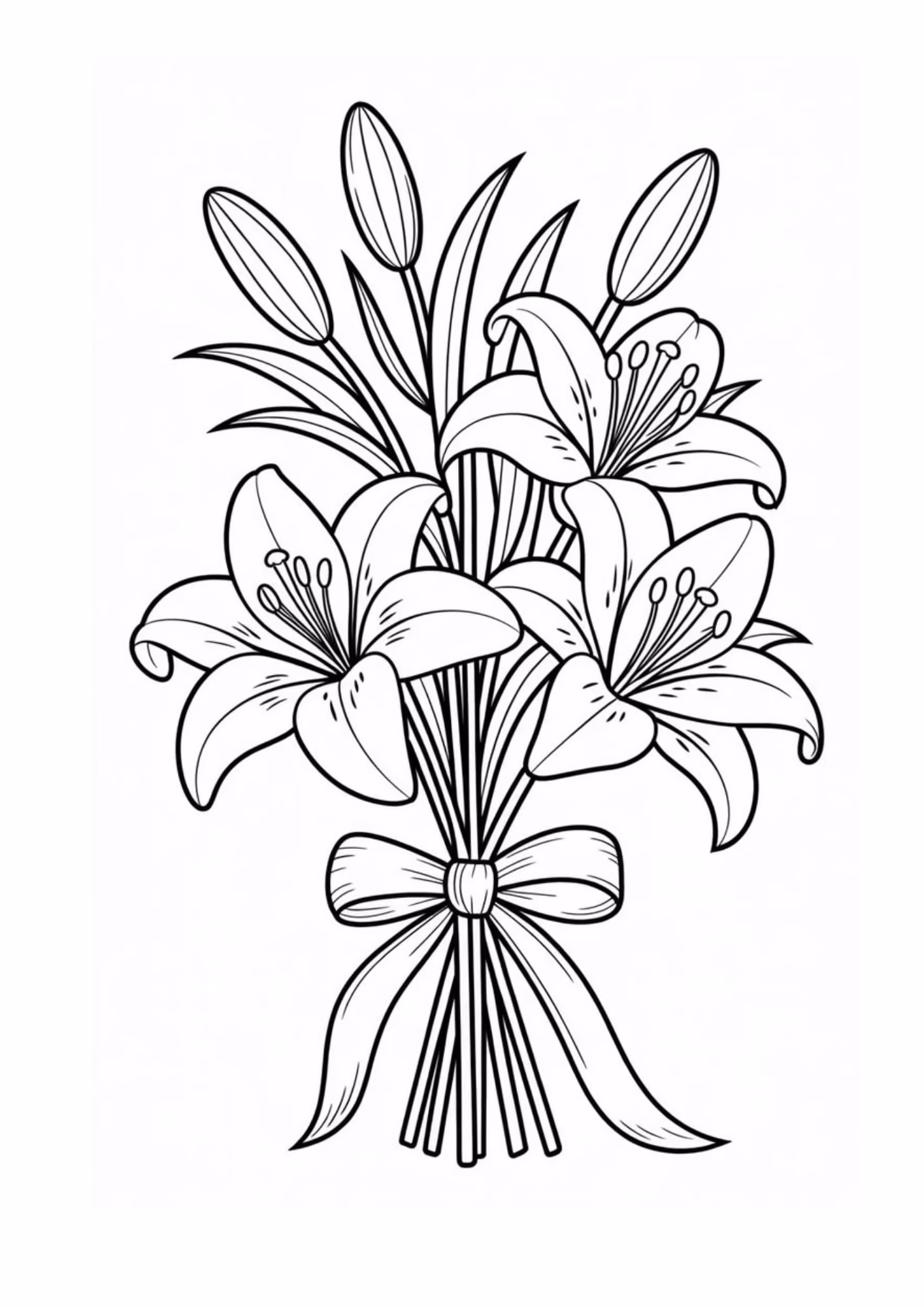Flores e para colorir — desenho para imprimir