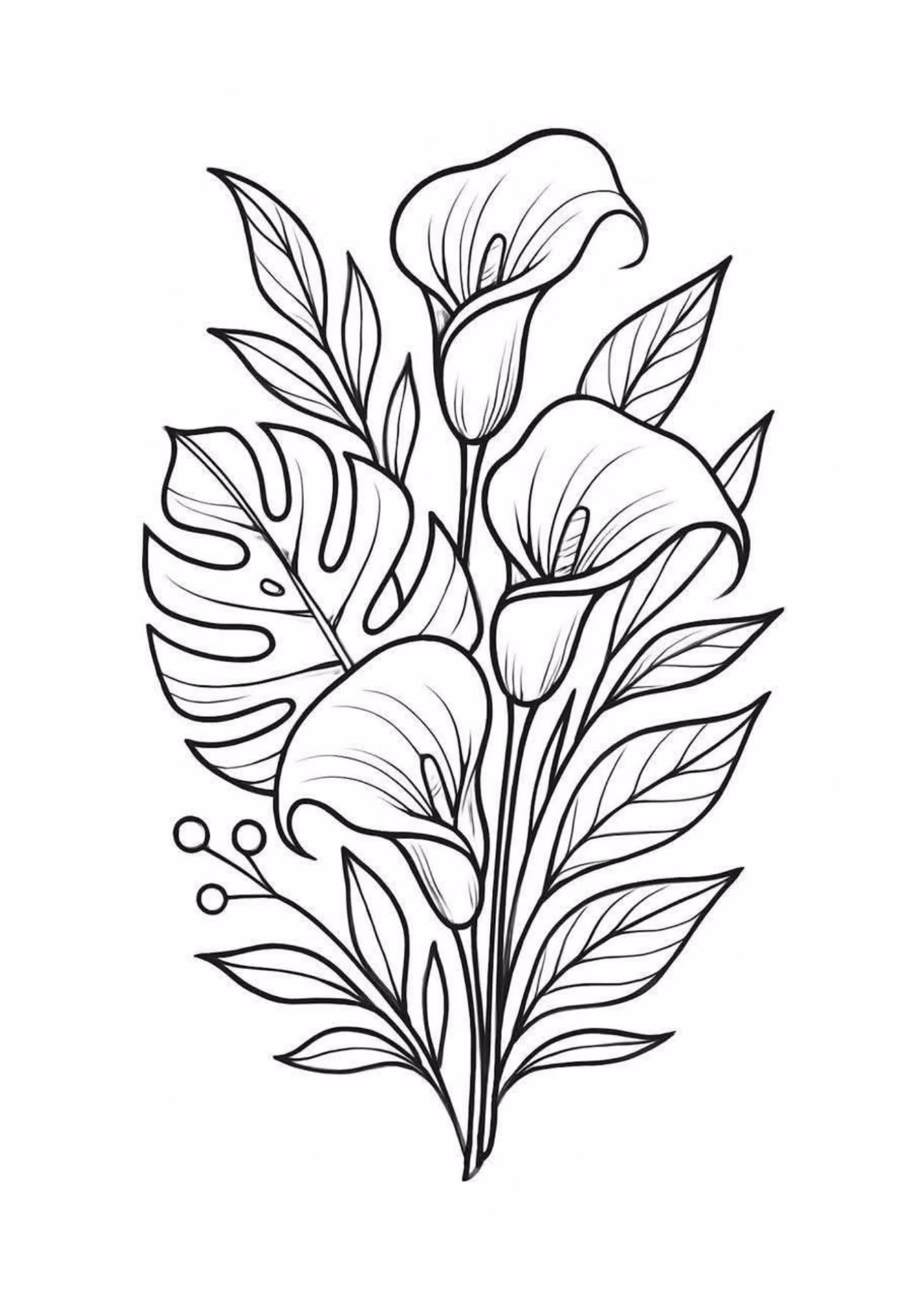 Flores e para colorir — desenho para imprimir