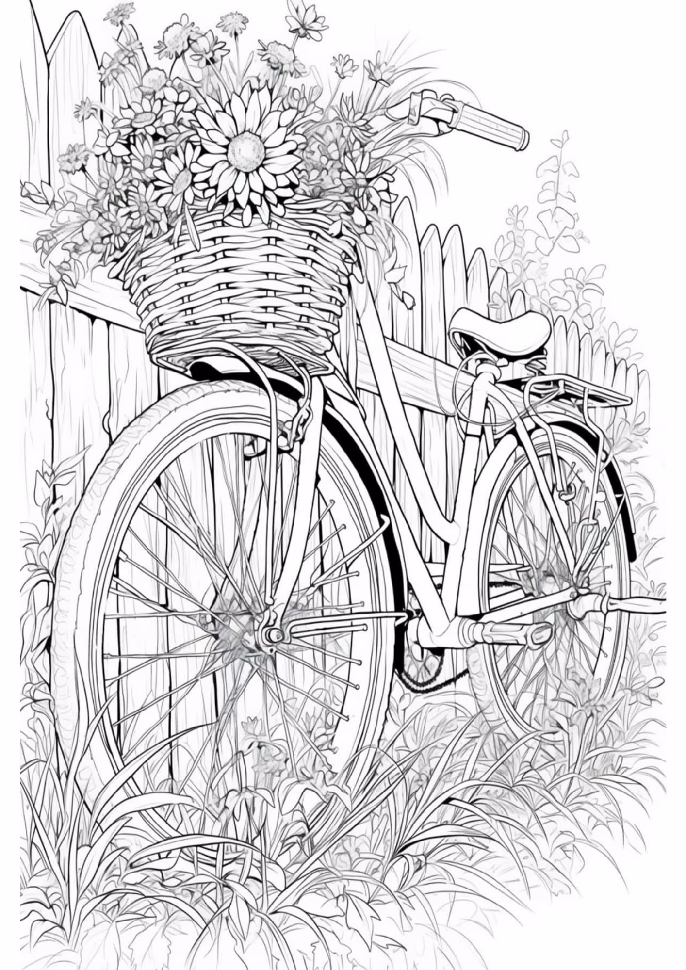 Flores e para colorir — desenho para imprimir