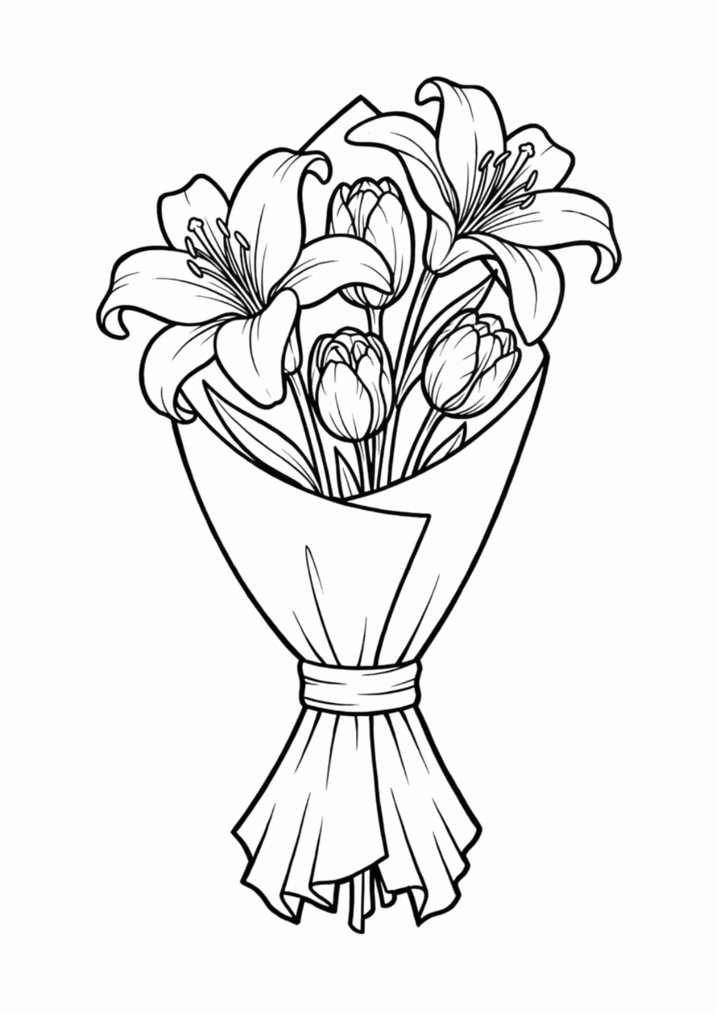 Flores e para colorir — desenho para imprimir