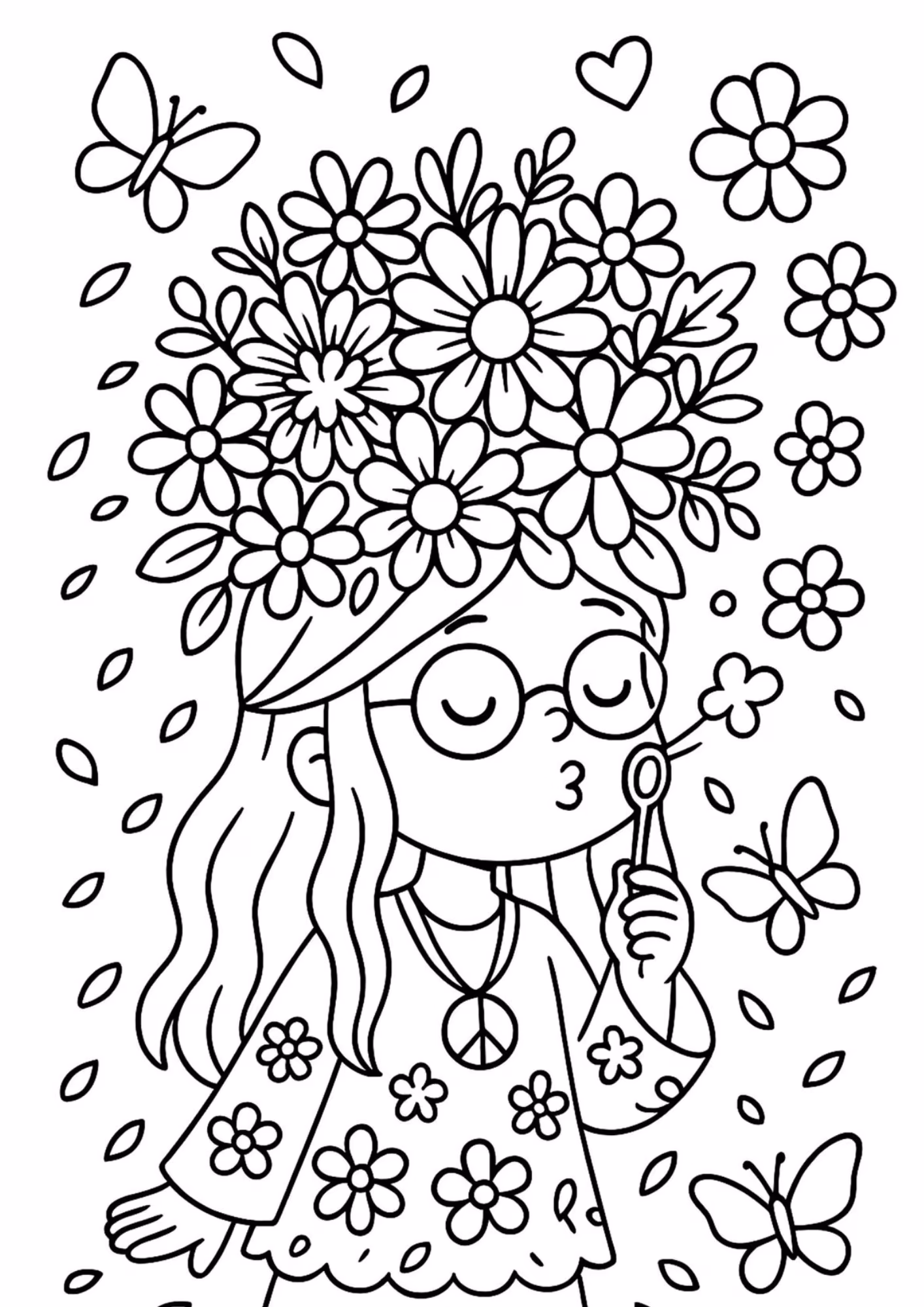 Flores e para colorir — desenho para imprimir