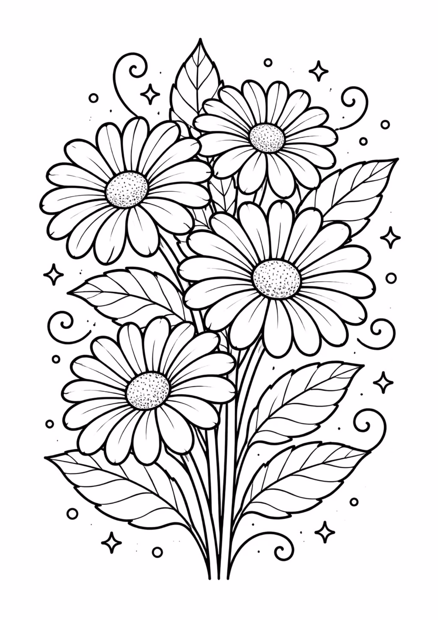 Flores e para colorir — desenho para imprimir