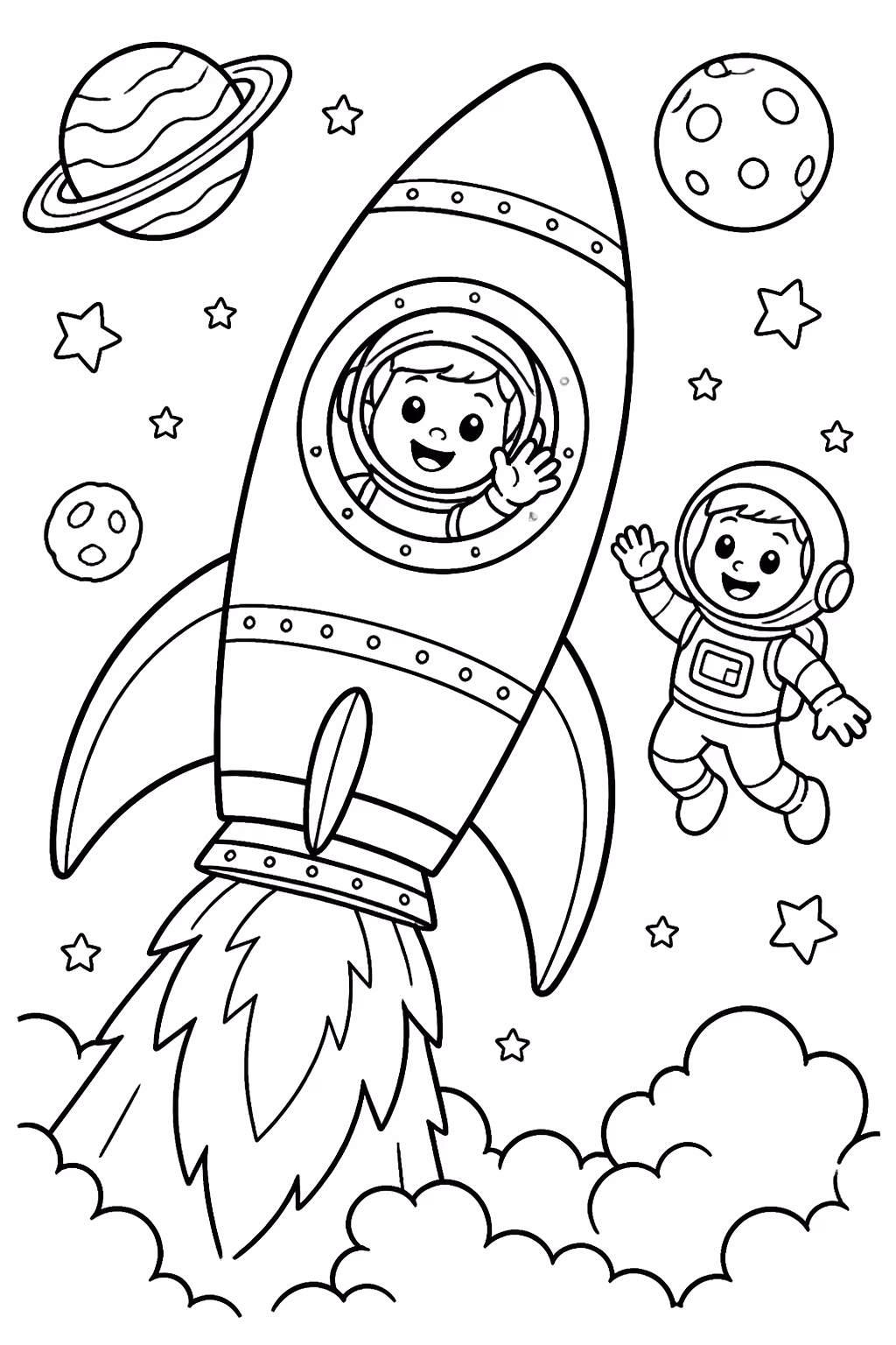 Foguete para colorir — desenho para imprimir