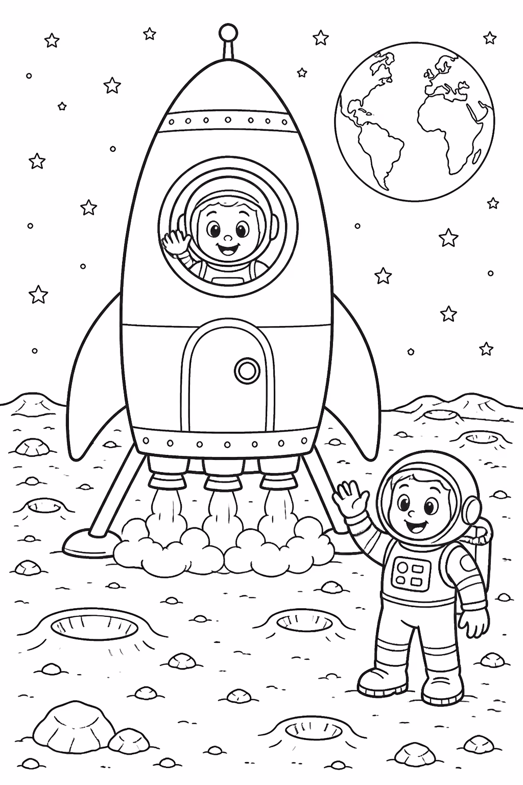Foguete para colorir — desenho para imprimir