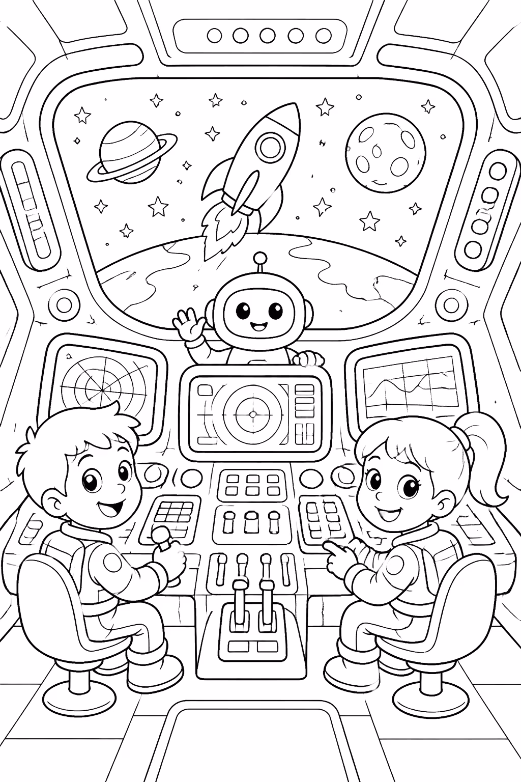 Foguete para colorir — desenho para imprimir