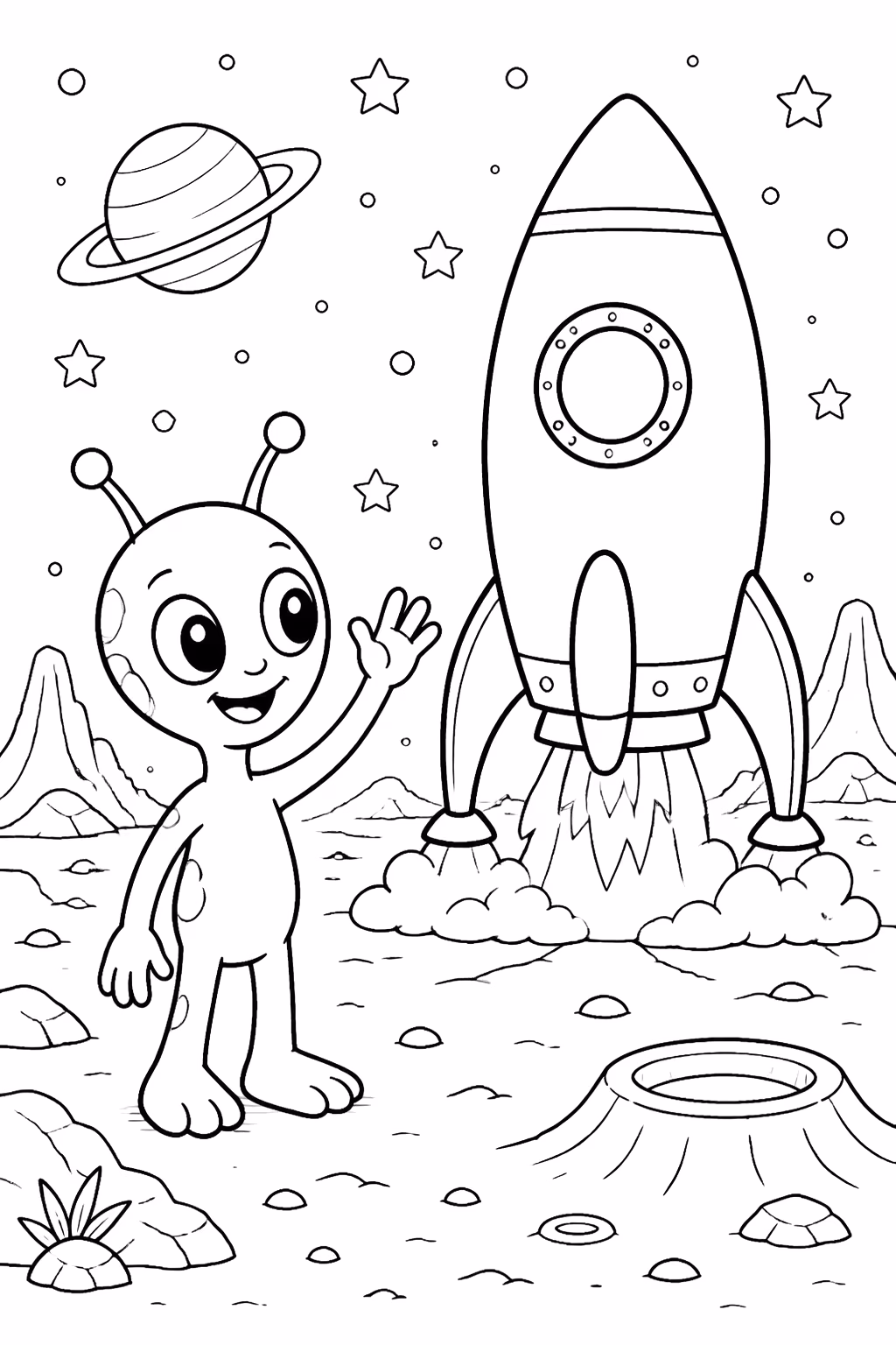 Foguete para colorir — desenho para imprimir