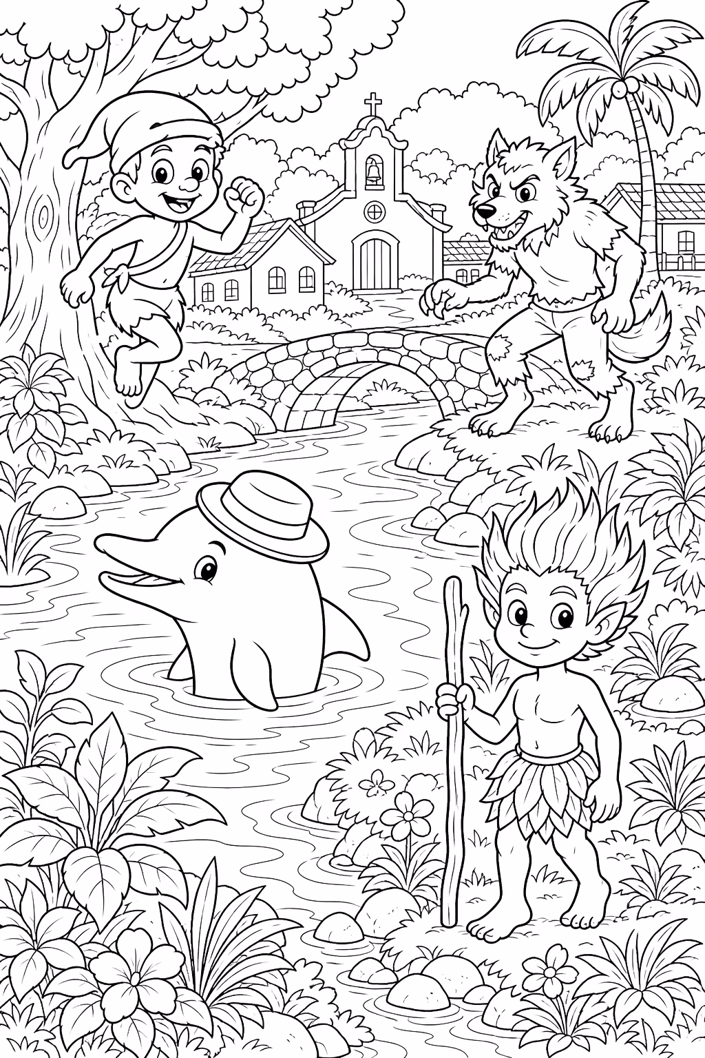 Folclore para colorir — desenho para imprimir