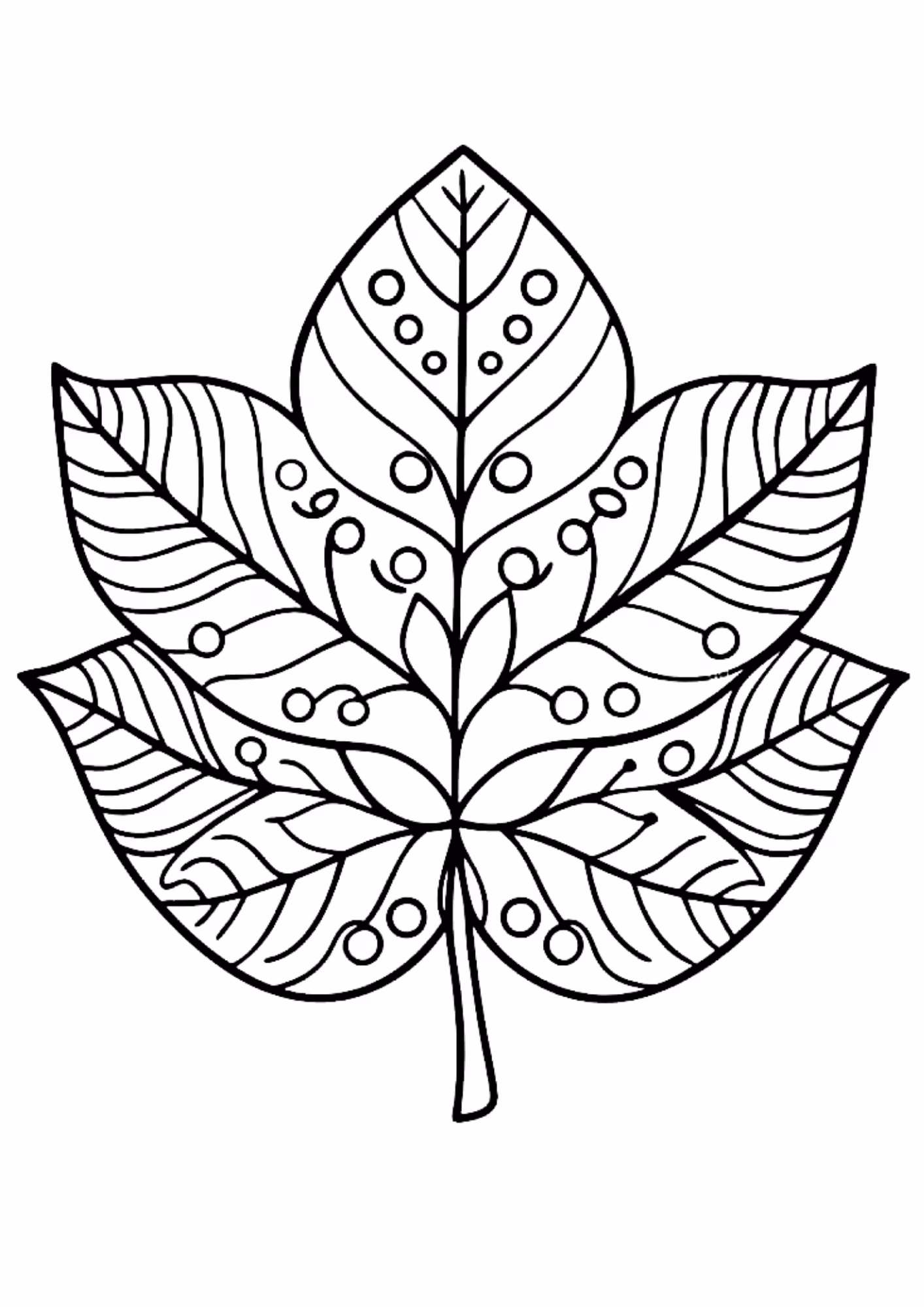 Folhas e para colorir — desenho para imprimir