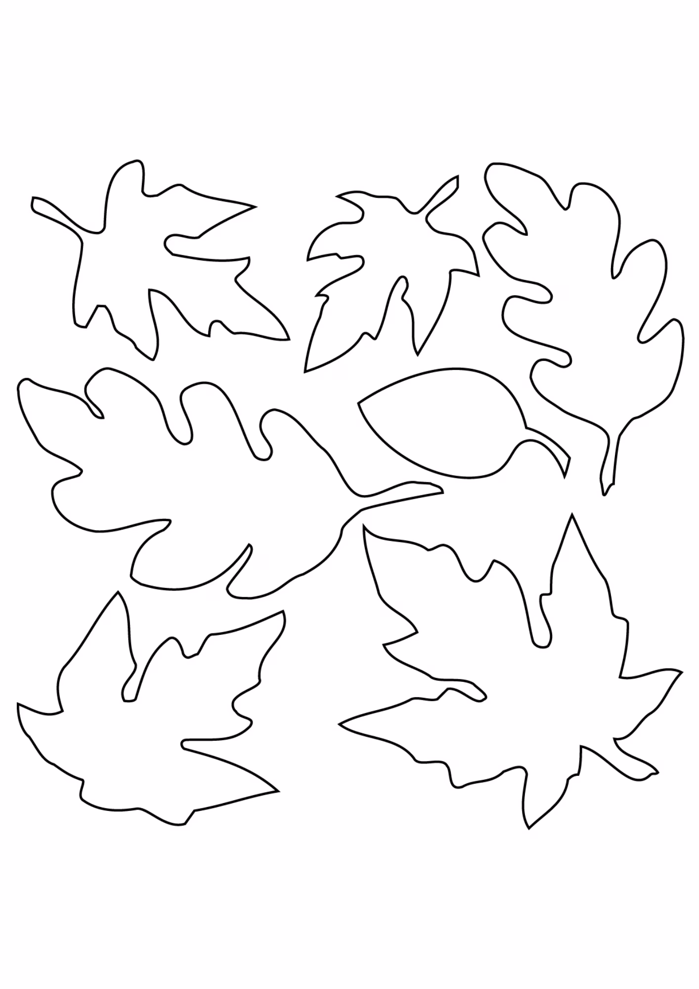 Folhas e para colorir — desenho para imprimir