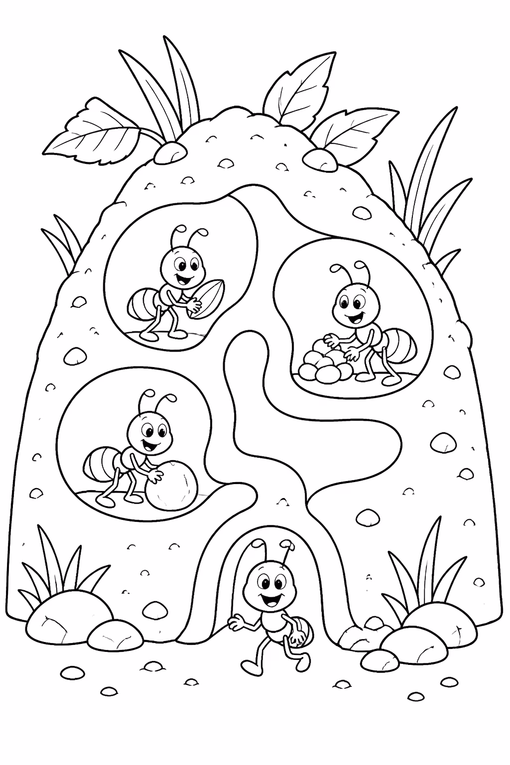 Formigas para colorir — desenho para imprimir