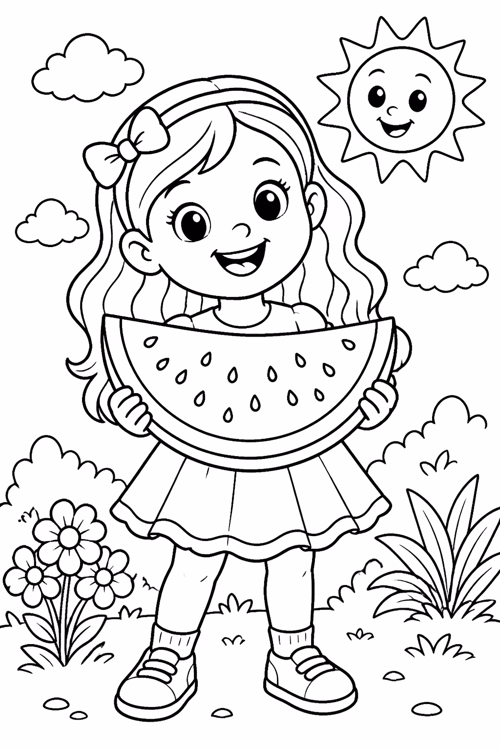 Frutas para colorir — desenho para imprimir