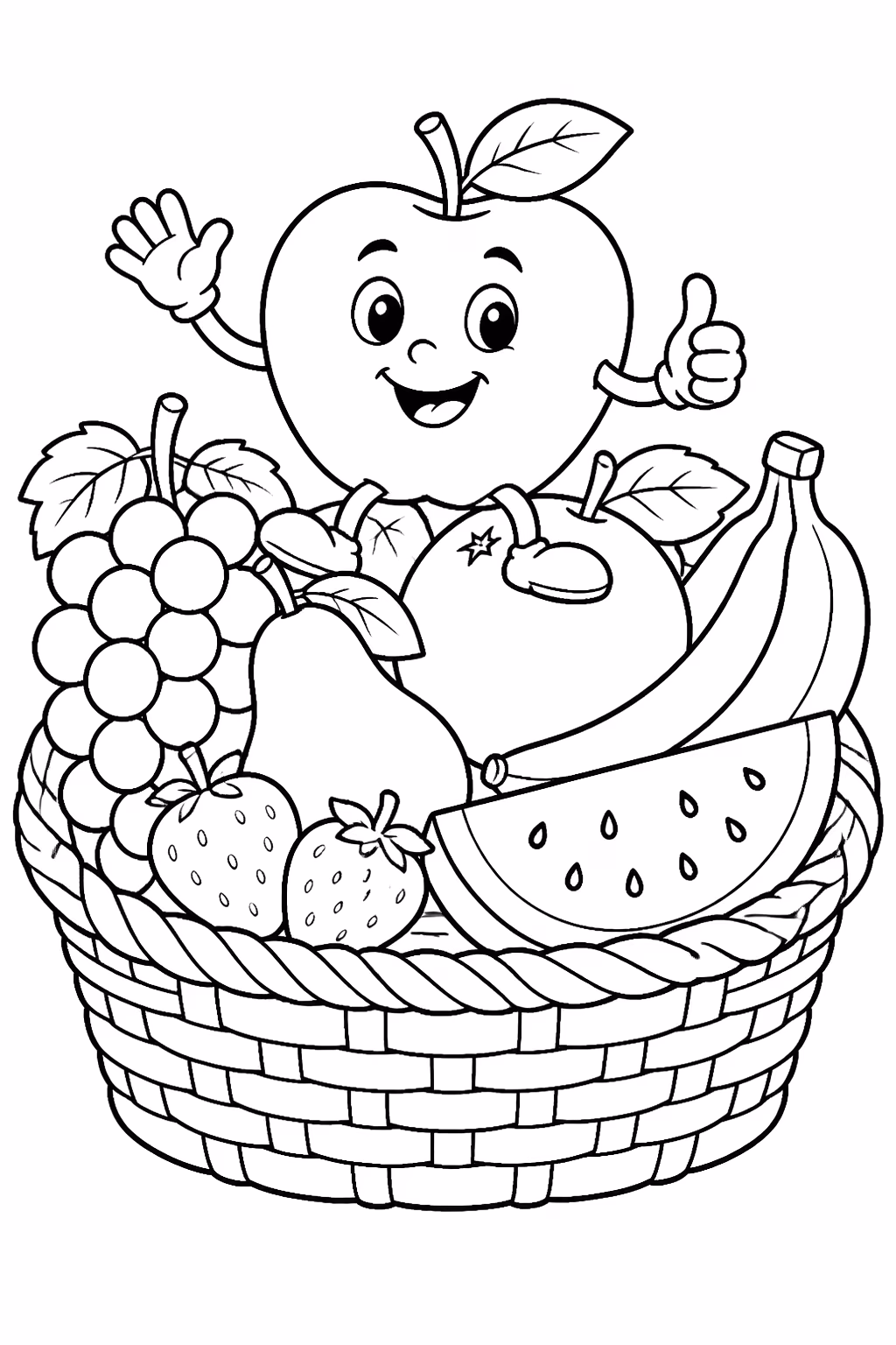 Frutas para colorir — desenho para imprimir