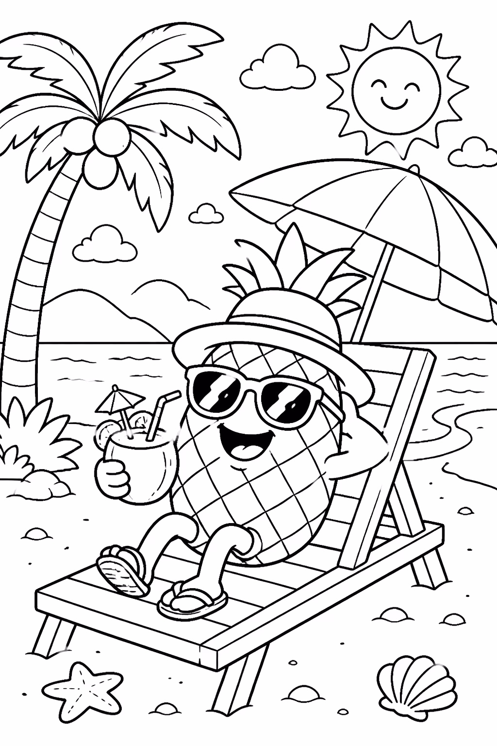 Frutas para colorir — desenho para imprimir