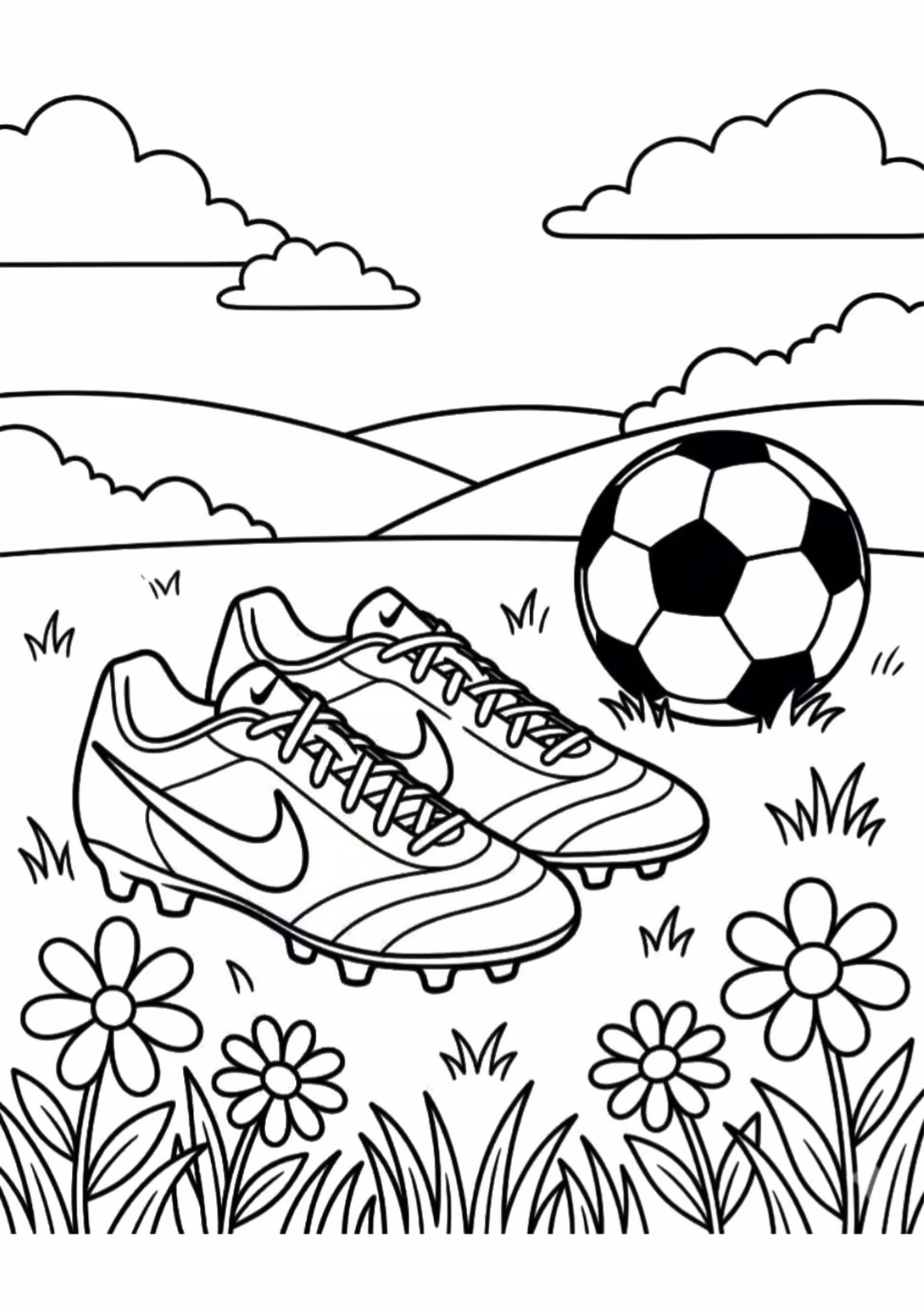 Futebol e para colorir — desenho para imprimir