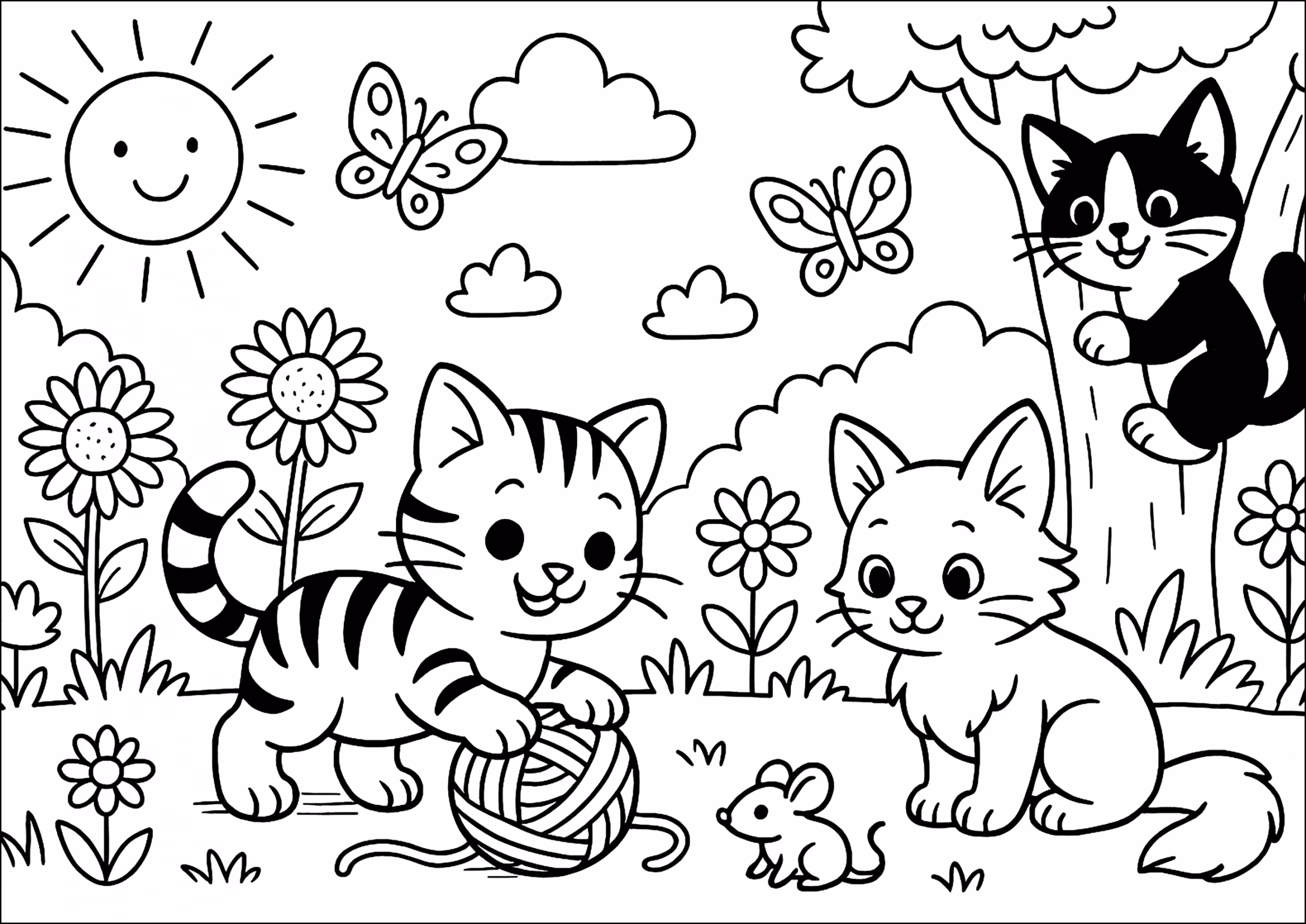 Gatos para colorir — desenho para imprimir