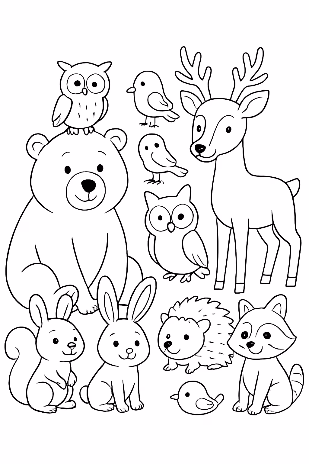 Animais da floresta para colorir — desenho para imprimir