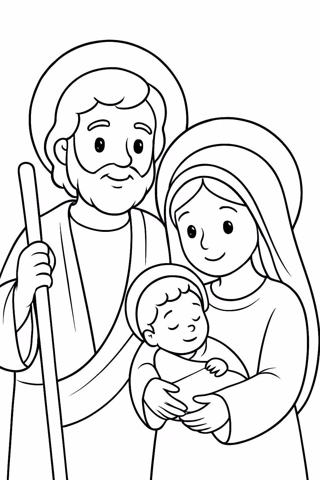 A avo de jesus com maria para colorir — desenho para imprimir