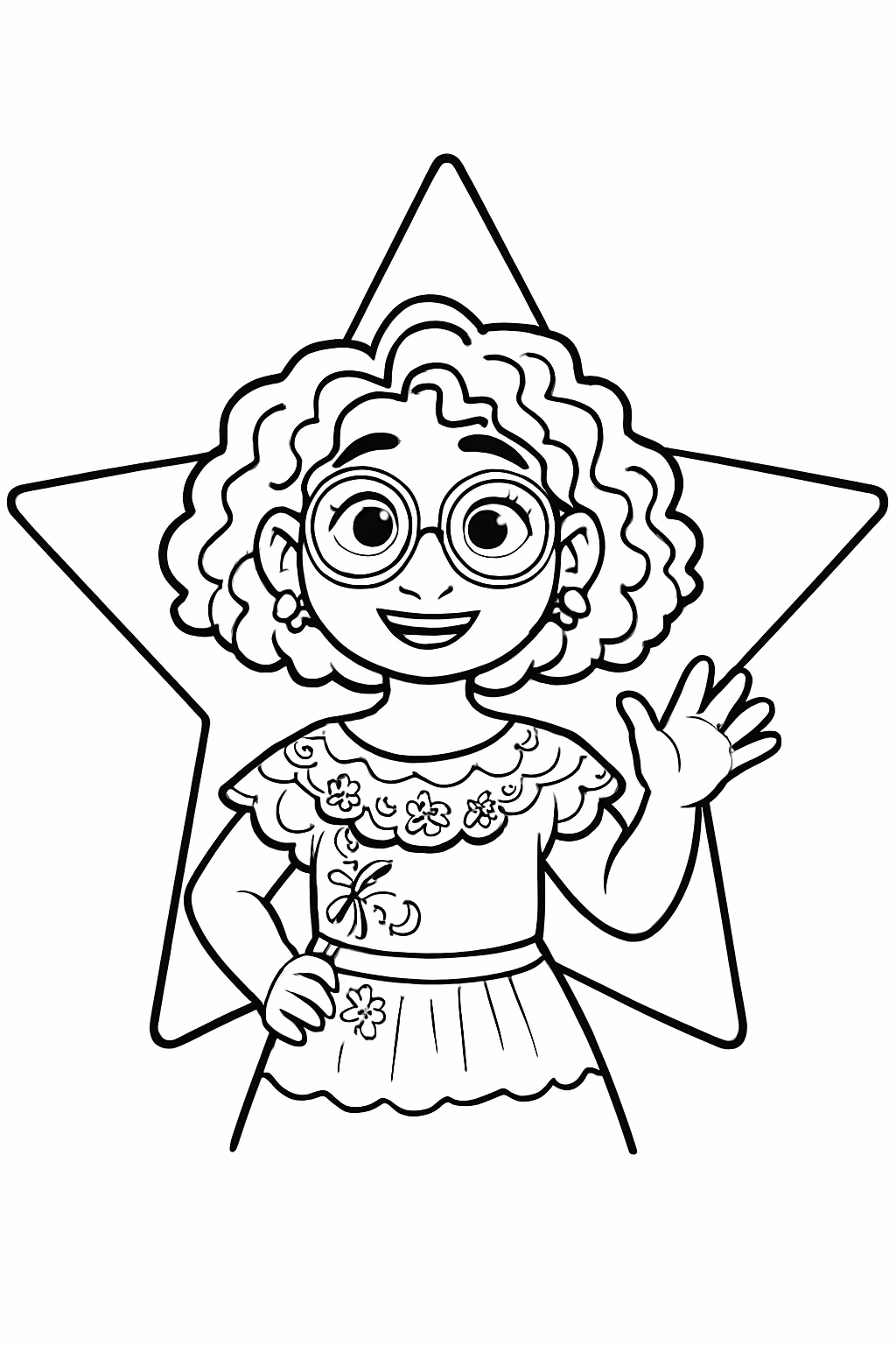 A mirabel dentro da estrela para colorir — desenho para imprimir