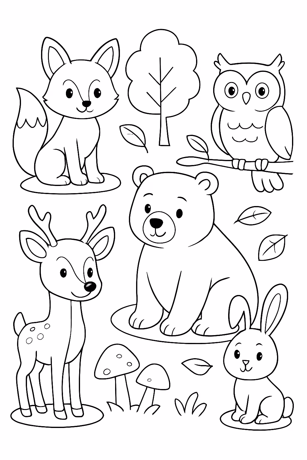 Animais da floresta para colorir — desenho para imprimir
