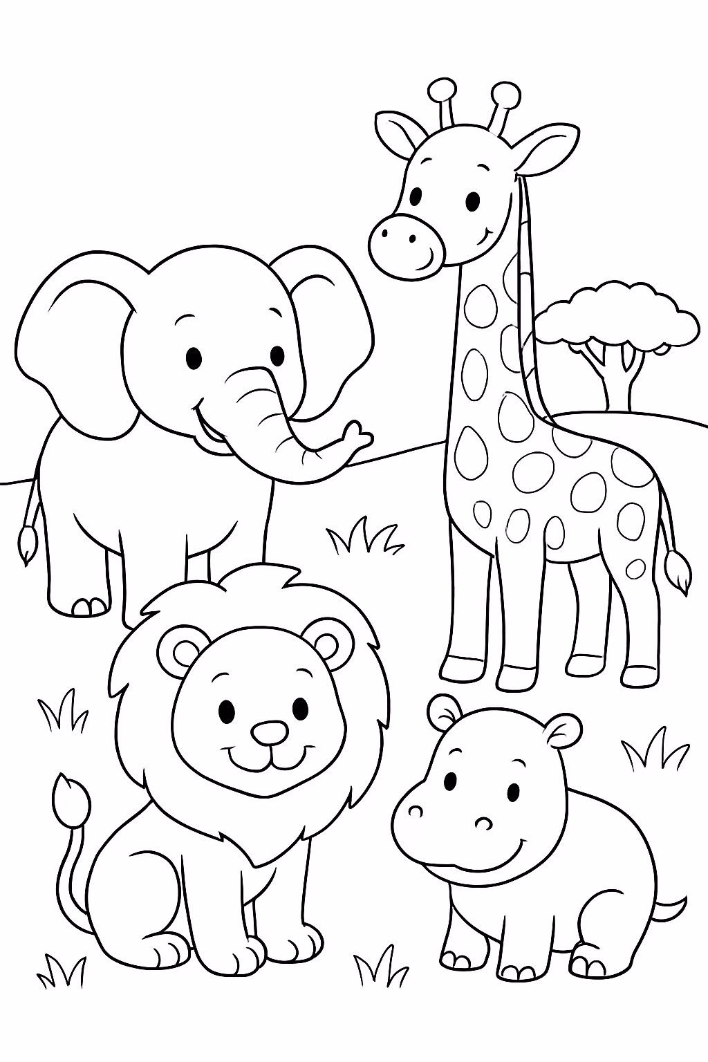 Animais da savana para colorir — desenho para imprimir