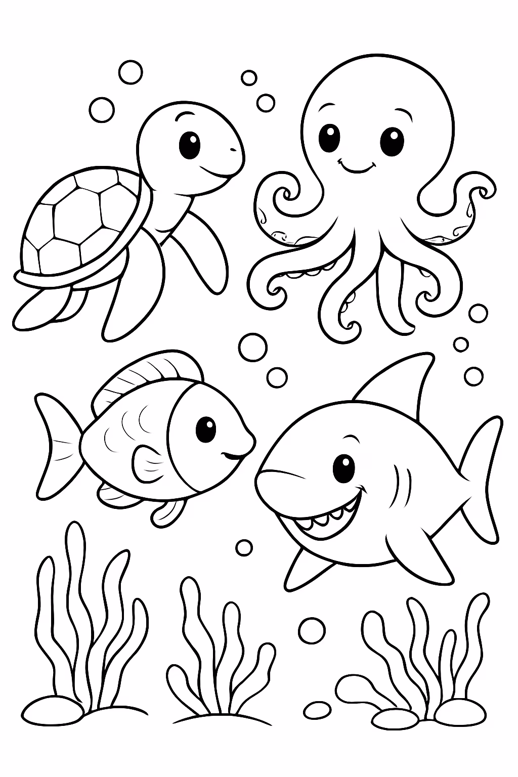 Animais marinhos para colorir — desenho para imprimir