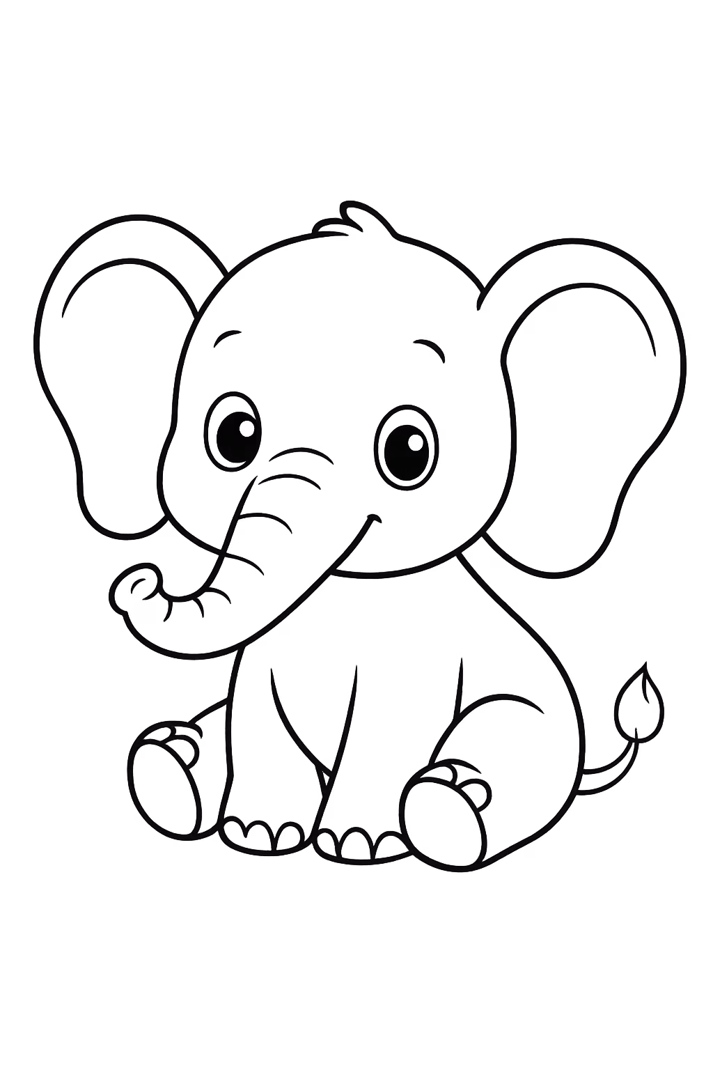 Animal elefante fofo sem fundo para colorir — desenho para imprimir