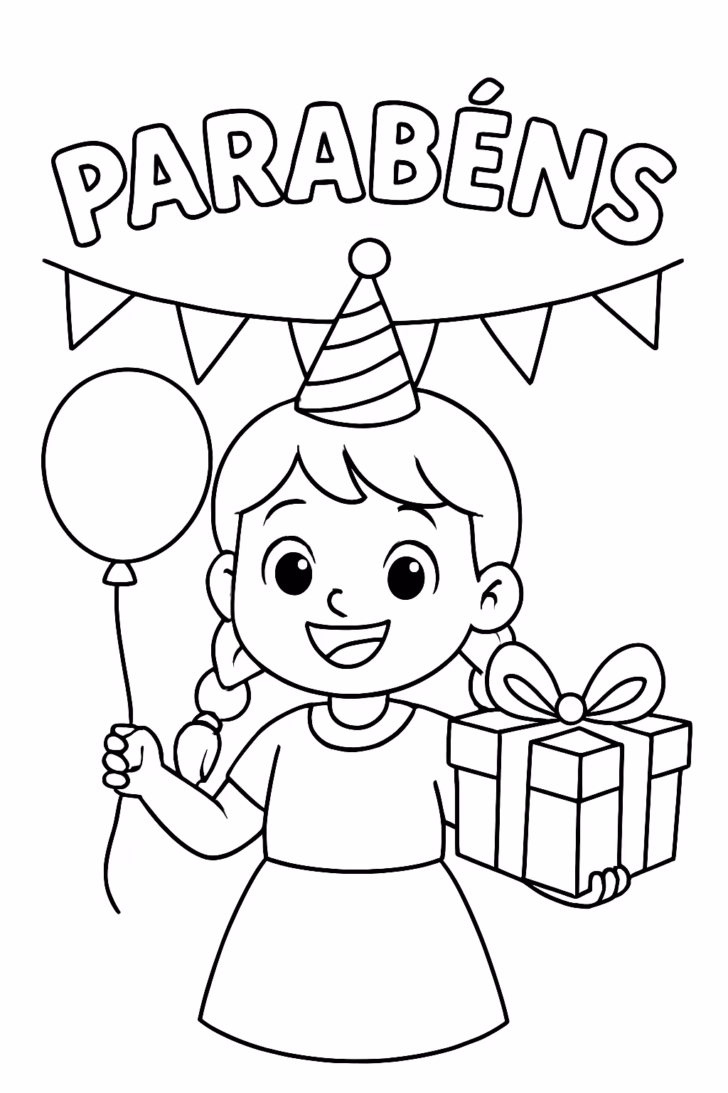 Aniversario tema do brasil escrito parabens para colorir — desenho para imprimir
