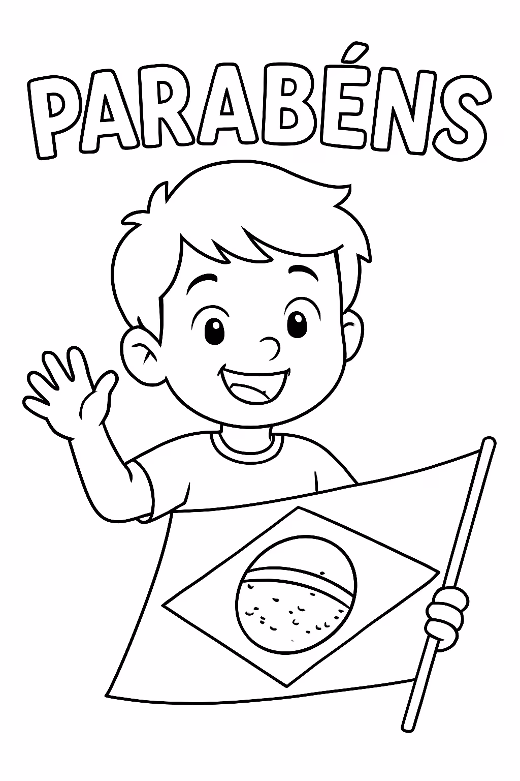 Aniversario tema do brasil escrito parabens que seja menino com para colorir — desenho para imprimir