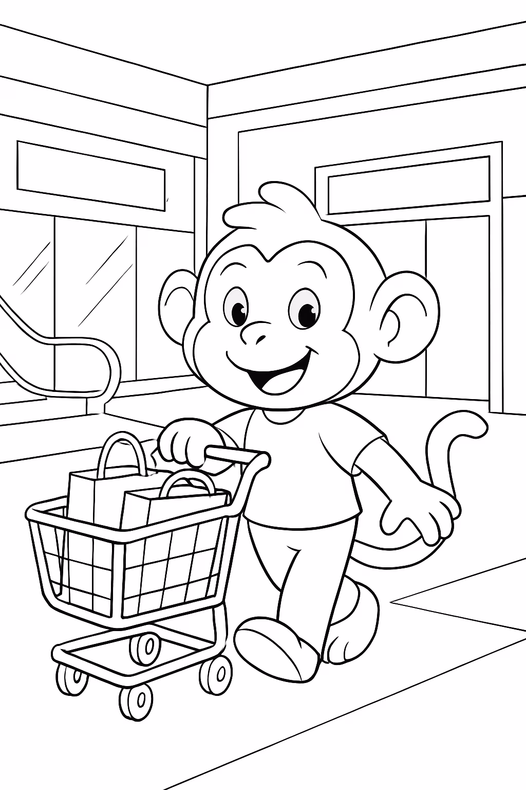 Azedo mundo torajo no shopping para colorir — desenho para imprimir