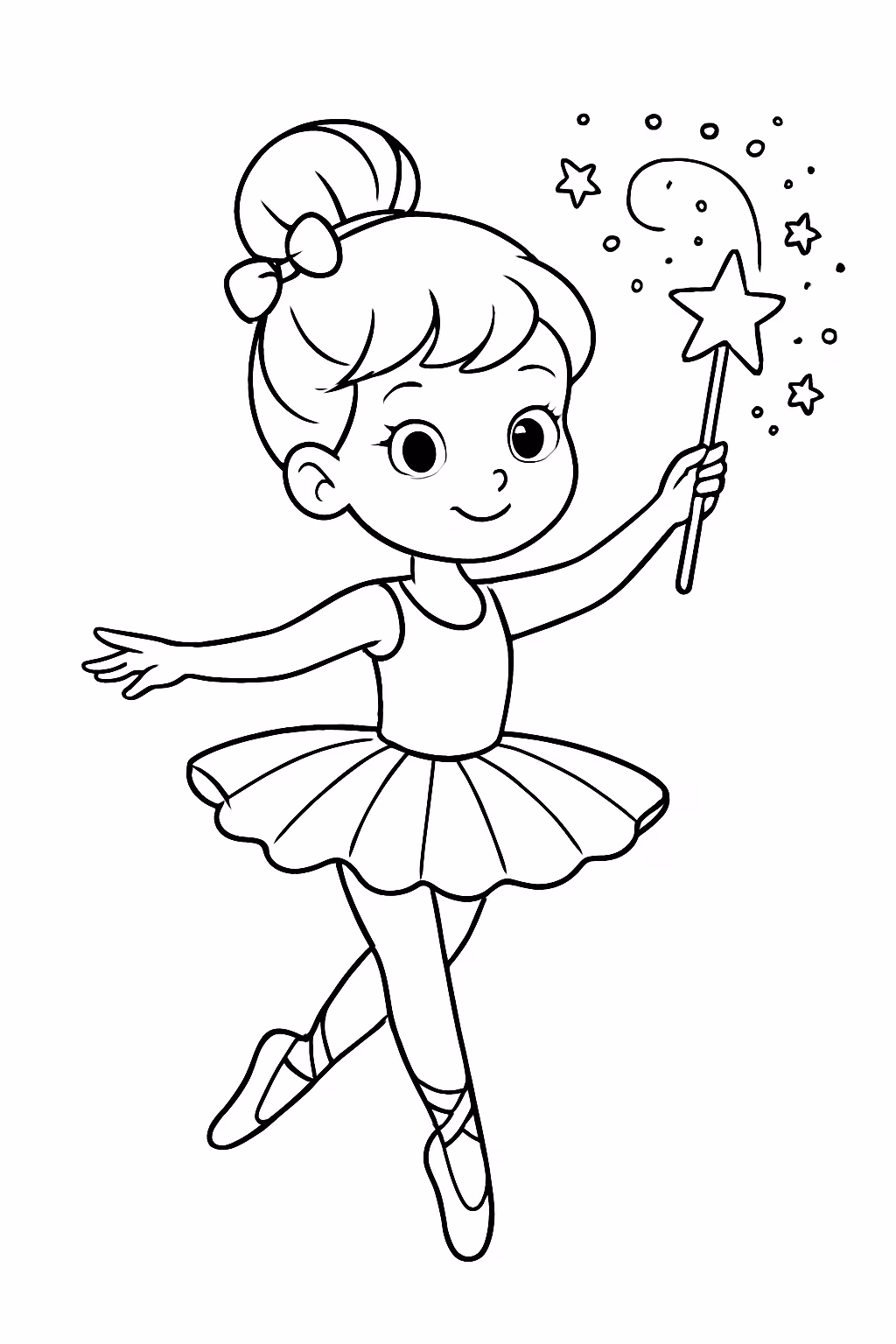 Bailarina com magia para colorir — desenho para imprimir