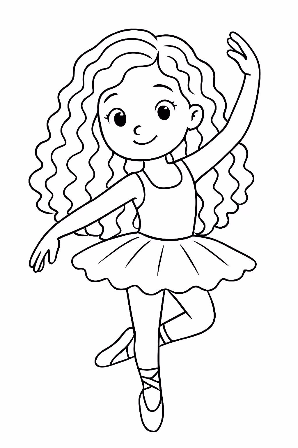 Bailarina lia cabelos longos e enrolados crica para colorir — desenho para imprimir