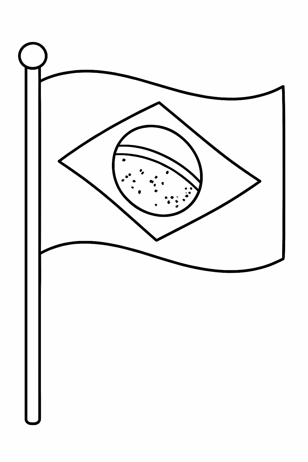 Bandeira brasil com pauzinho para colorir — desenho para imprimir