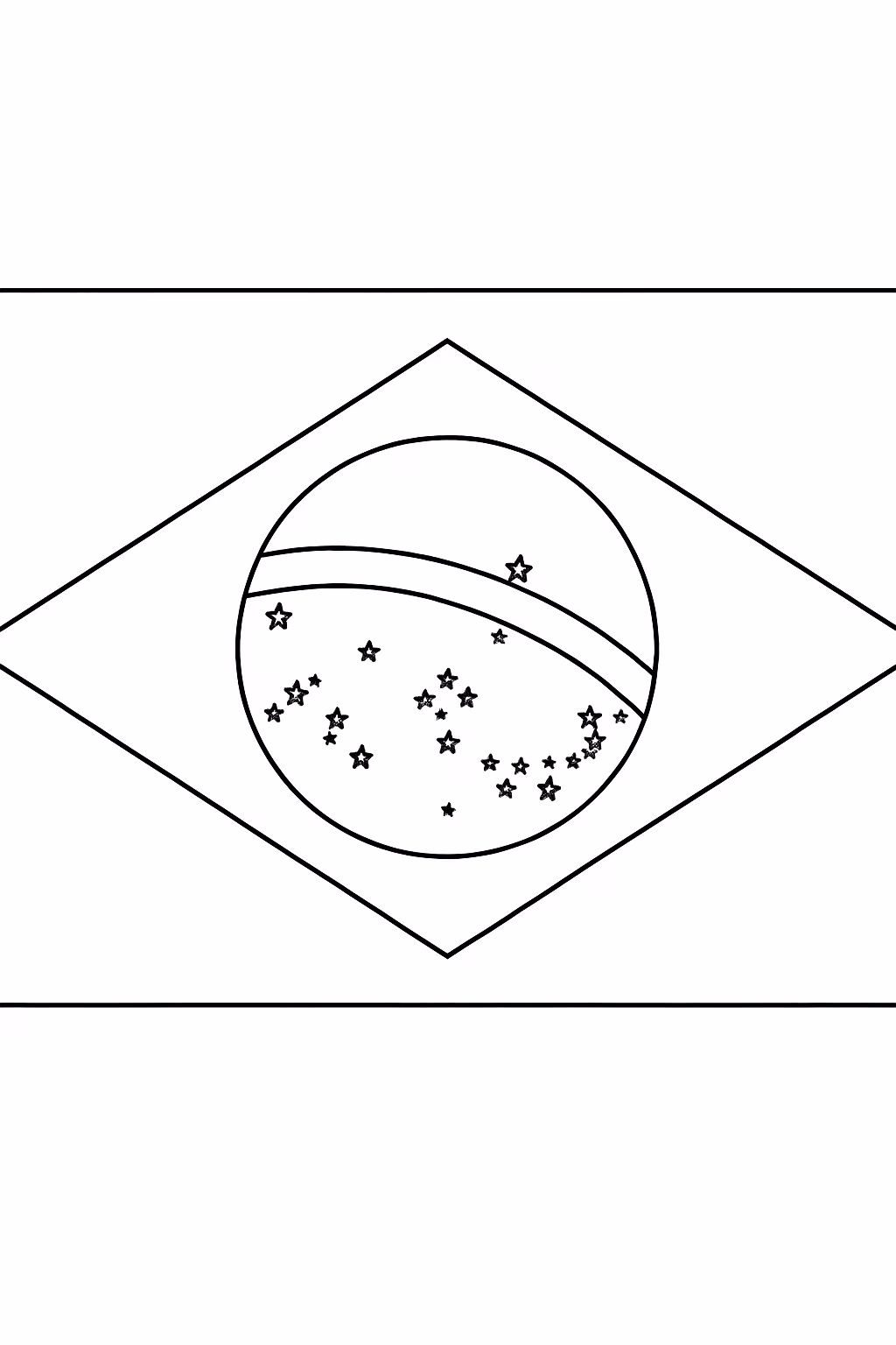 Bandeira do brasil ocupando toda uma folha a4 no modo para colorir — desenho para imprimir