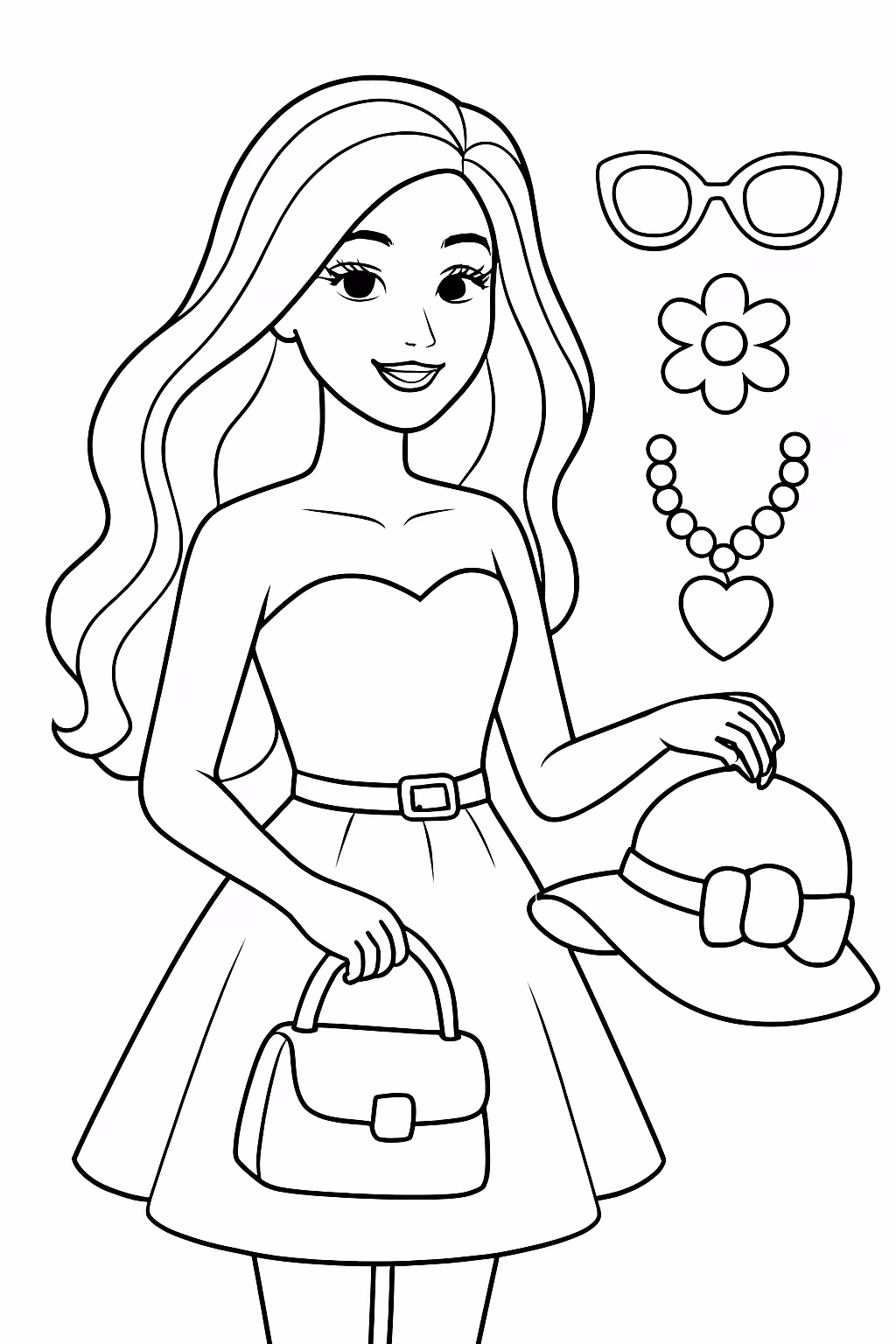 Barbie com acessorios para colorir — desenho para imprimir