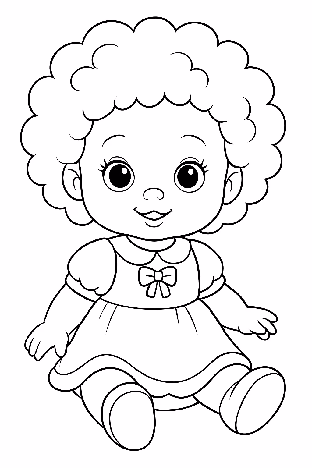 Bebe reborne menina com roupa rosa com cabelo grande para colorir — desenho para imprimir