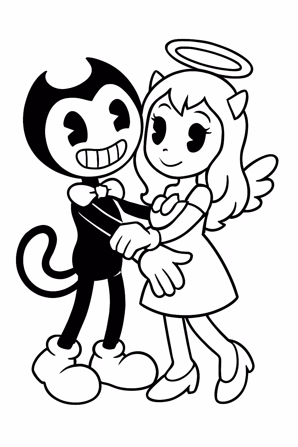 Bendy x alice angel para colorir — desenho para imprimir