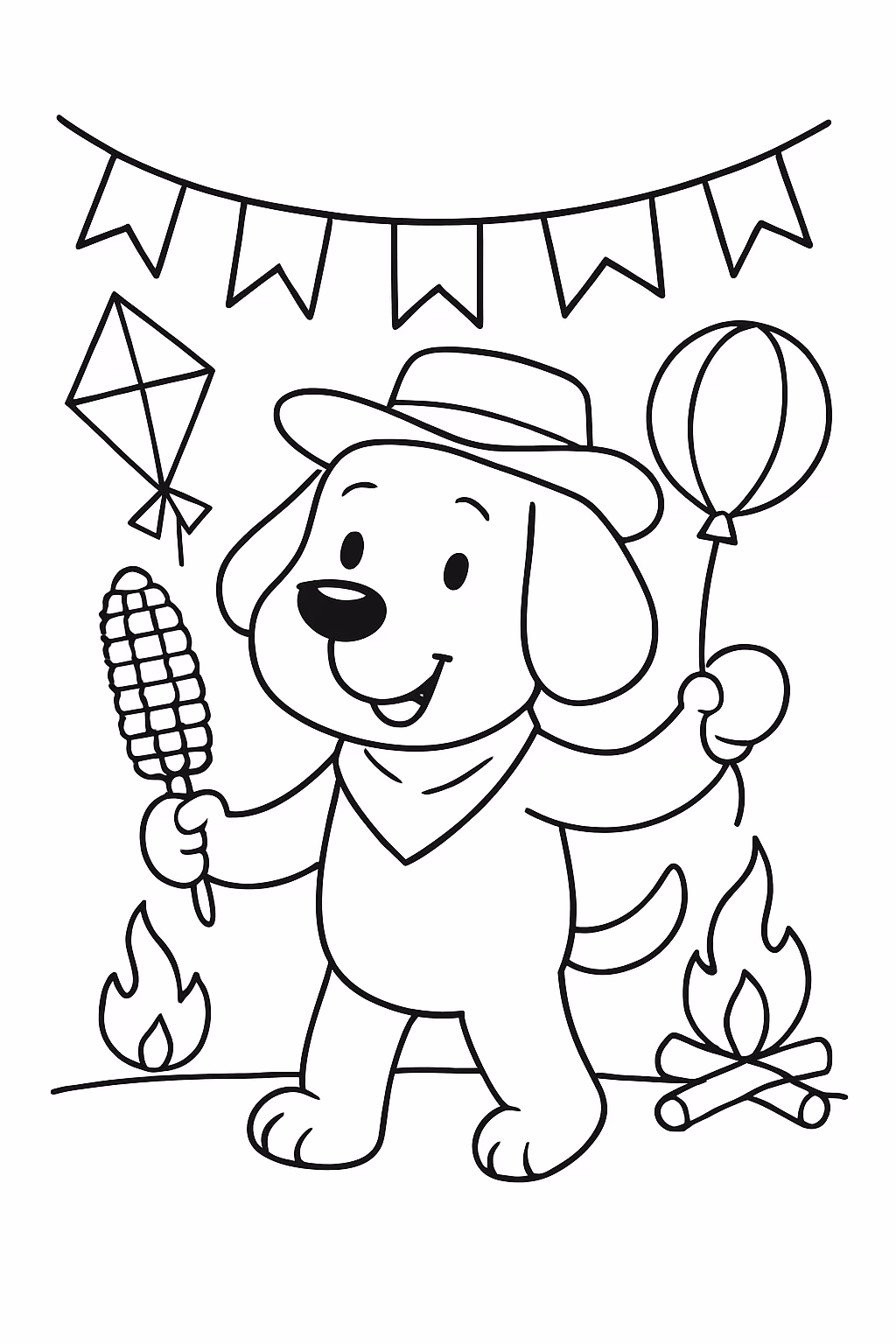 Bobbie goodie da copa junto com festa junina para colorir — desenho para imprimir